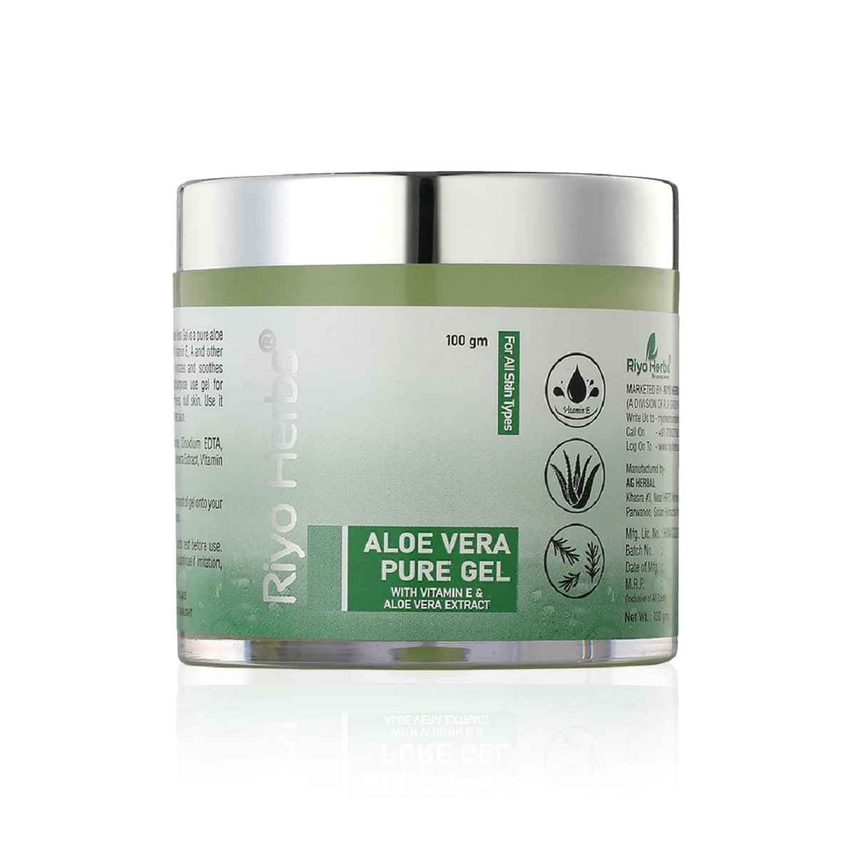Buy Riyo Herbs Aloe Vera Pure Gel With Vitamin E & Pure Aloe Vera Extracts for Sunburn & Redness, 100 gm - Purplle