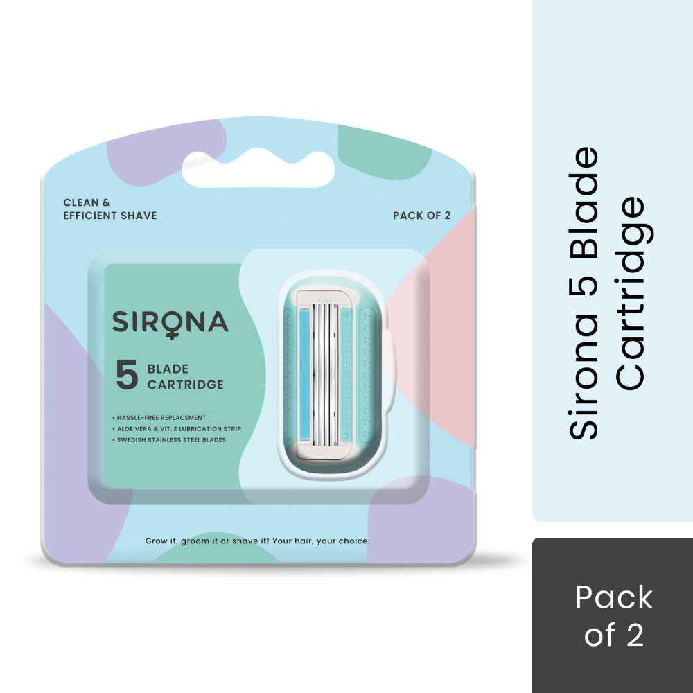 Buy Sirona Hair Removal Razor Blades/Refills/Cartridges for Women – Pack of 2 with 5 Swedish Stainless Steel Blade, Aloe Vera & Vitamin E Lubrication Strip - Purplle