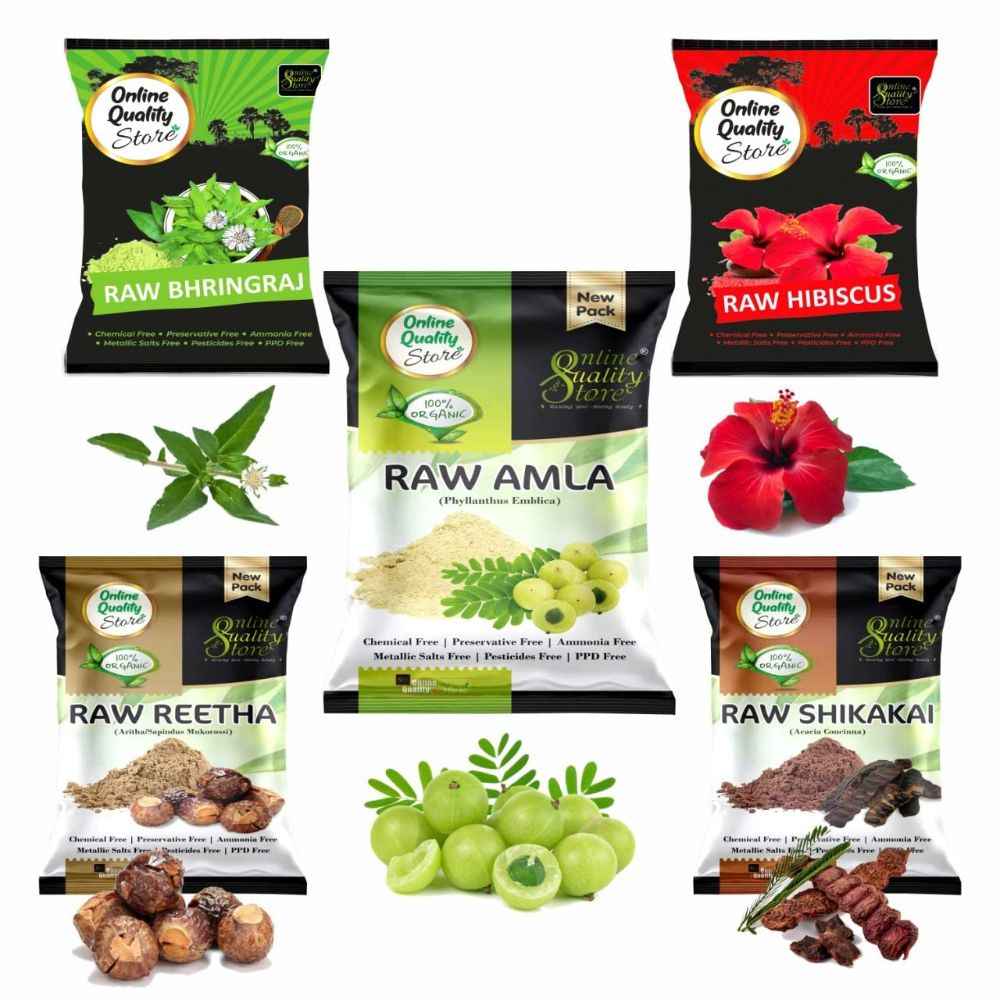 Buy Online Quality Store Hair Care Combo - 500 gm (Set of 5) |herbal hair shampoo and hair mask(RAw form -Amla,Reetha, Shikakai,bhringraj and Hibiscus) |dry hibiscus flowers{Raw_hcombo_500g} - Purplle