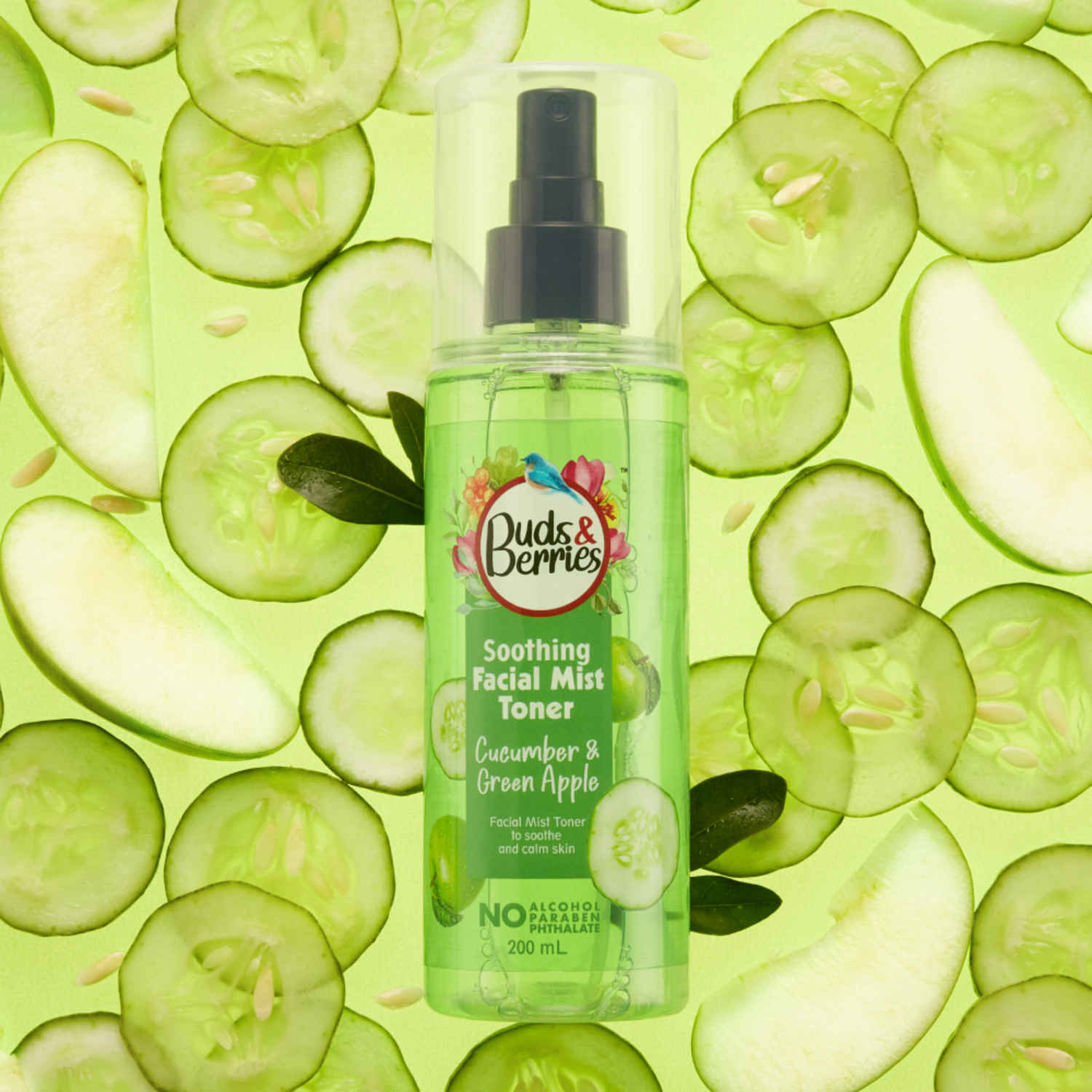 Buy Buds & Berries Soothing Cucumber & Green Apple Facial Mist Toner | Normal To Oily Skin, No Alcohol - 200 ml - Purplle