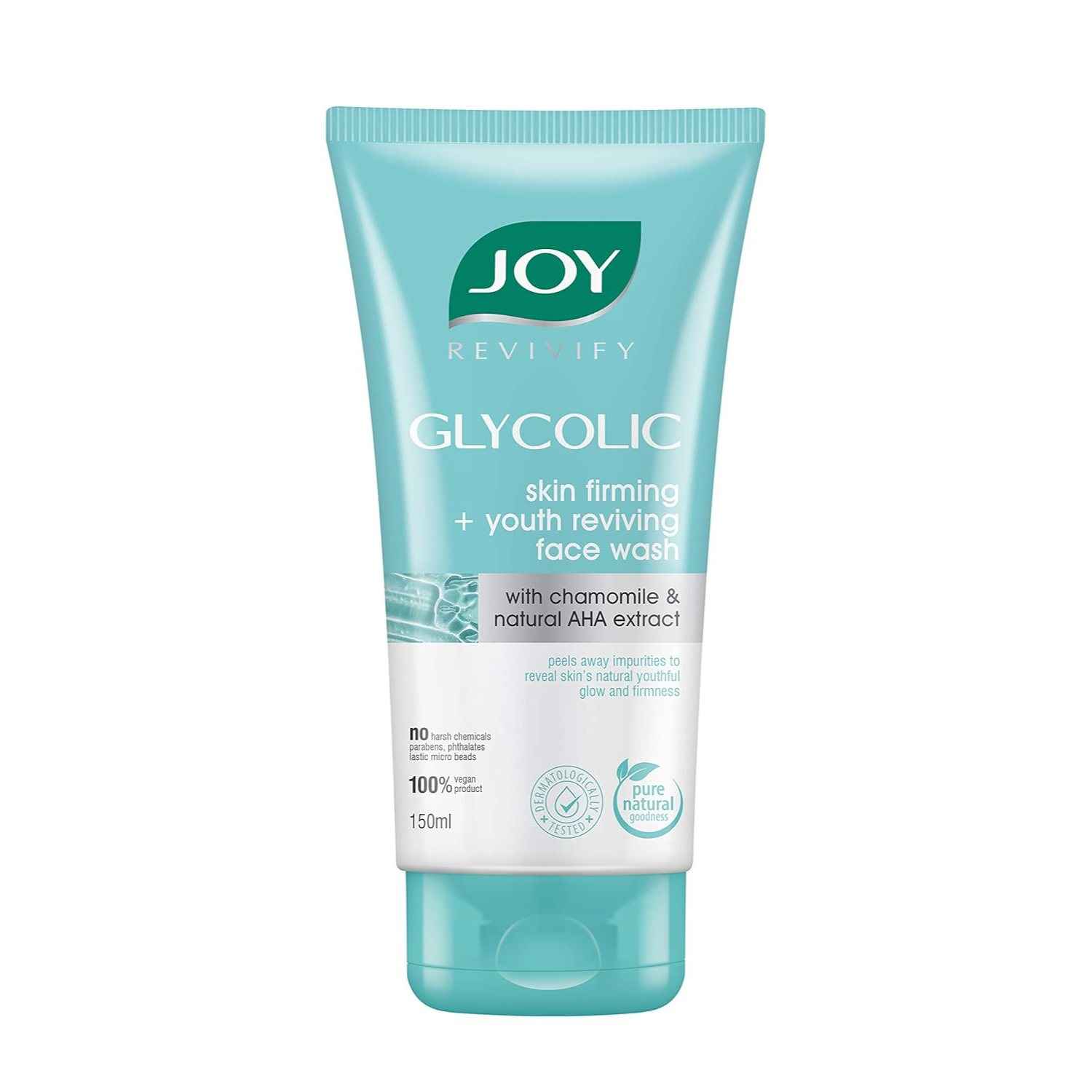 Buy Joy Revivify Glycolic – Skin Firming + Youth Reviving Face Wash | With Chamomile Extracts and Natural AHAs | 100% Vegan | No Harsh Chemicals, Parabens, Sulphates, or Artificial Microbeads | 150 ml - Purplle