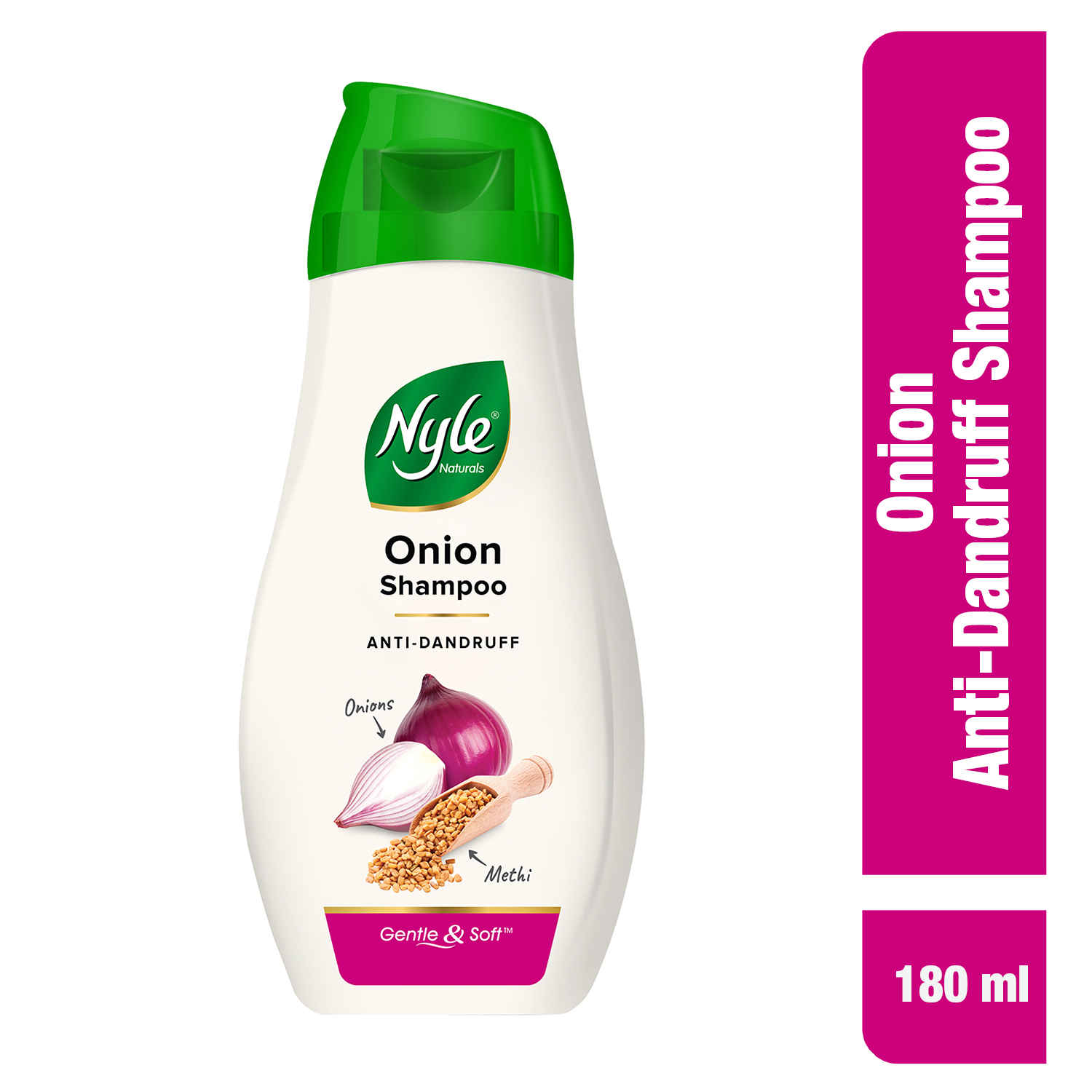 Buy Nyle Naturals Onion Anti-Dandruff Shampoo, With Onion and Fenugreek, Gental & Soft, pH Balanced and Paraben Free, For Men & Women,180ml - Purplle