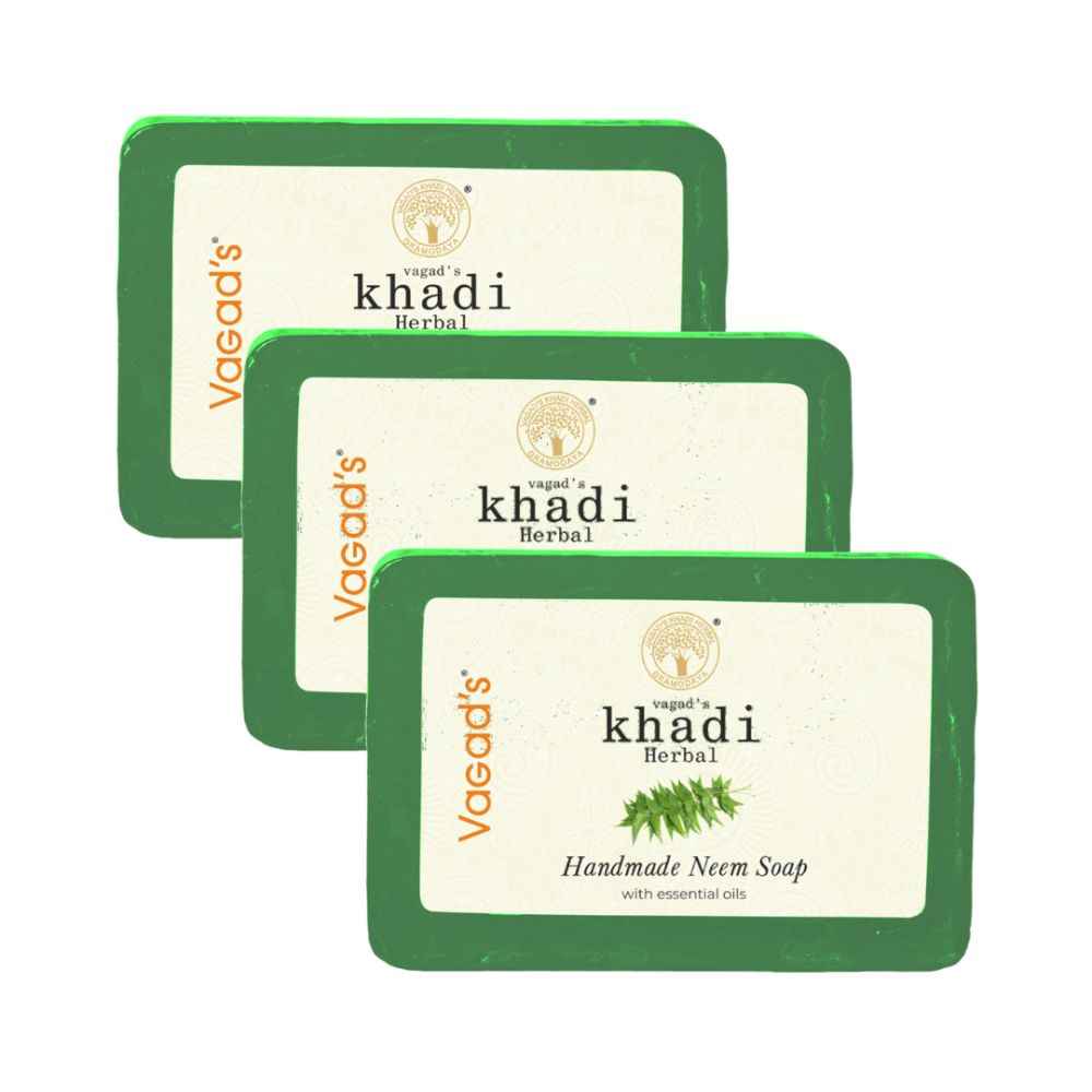 Buy Vagad's Khadi Neem Soap 125gm | Keep away from Allergies | | Free from Parabens | Silicon Free (Pack of 3) - Purplle
