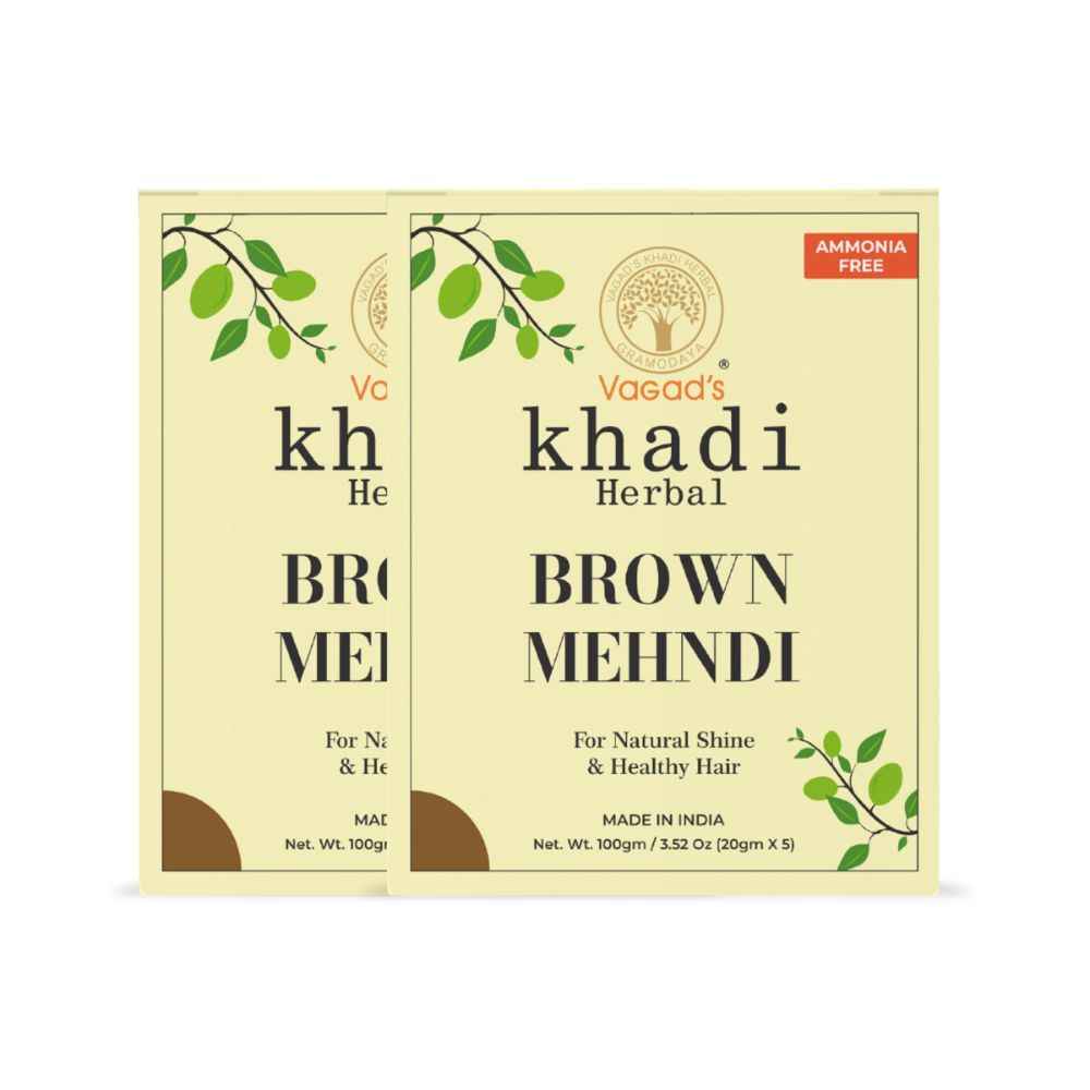 Buy Vagad’s Khadi Brown Mehndi 100gm | Natural | Ammonia Free Henna (Pack of 2) - Purplle