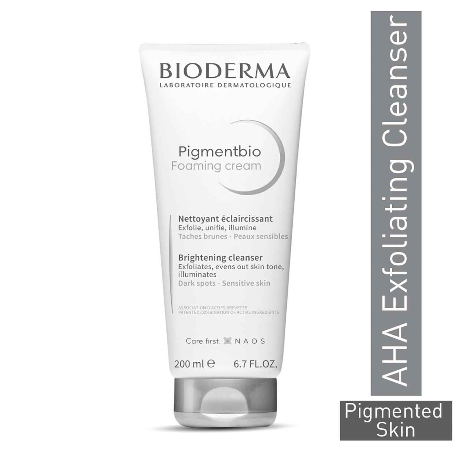 Buy Bioderma Pigmentbio Foaming Cream Brightening Exfoliating Cleanser (Face & Body Wash) For Brightened Skin, 200 ml - Purplle