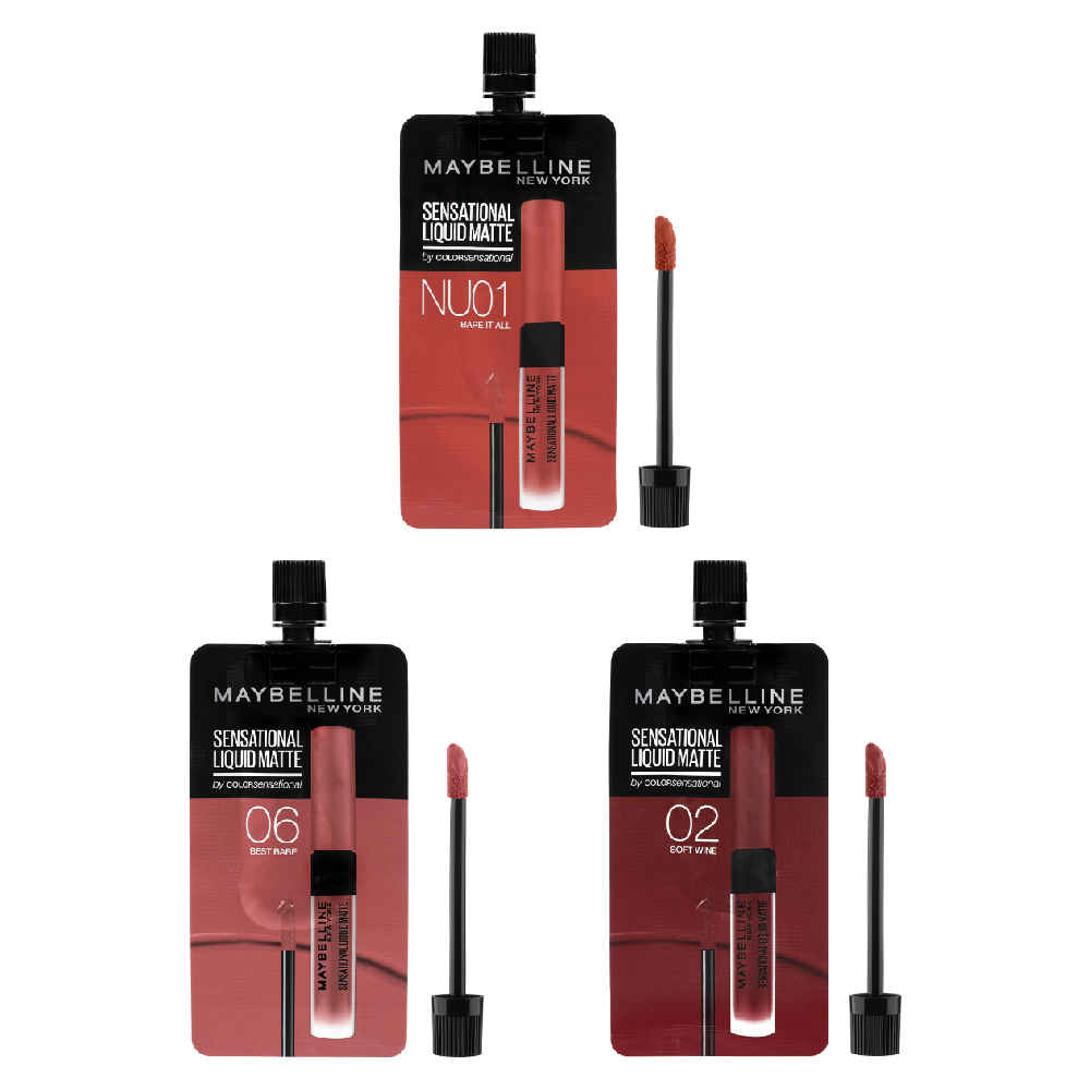 Buy Maybelline New York Sensational Liquid Matte Minis Pack of 3 - Soft Wine, Best Babe, Bare It All - Purplle