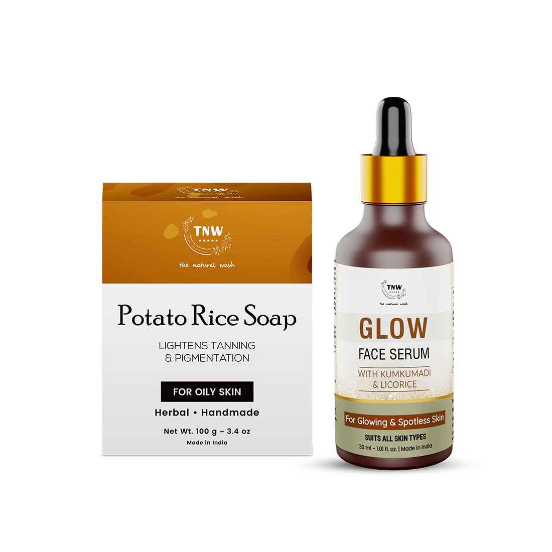 Buy Combo of 2- Potato Rice Soap 100gm & Glow Face Serum 30ml - Purplle