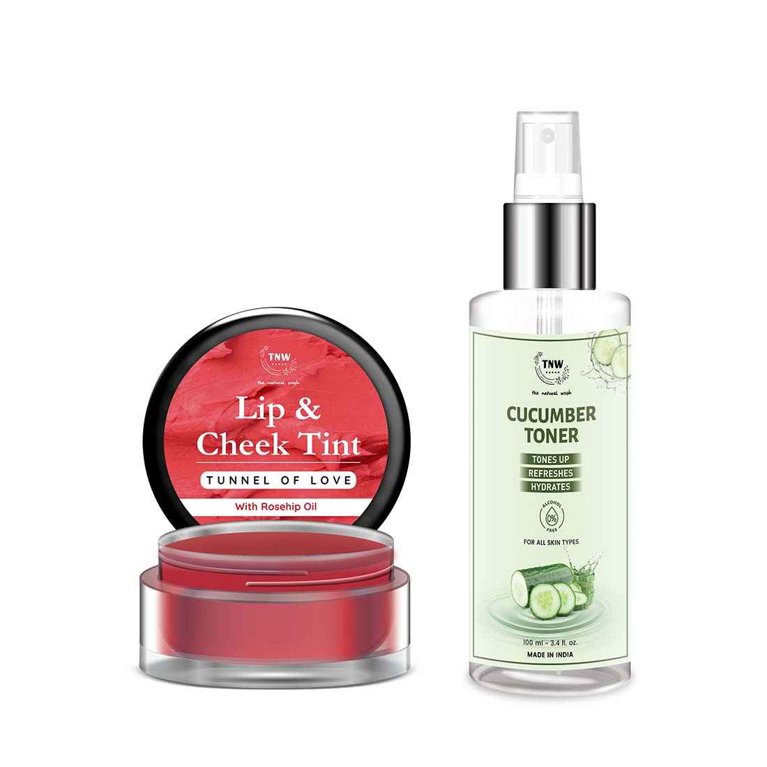 Buy Combo of 2- Tunnel Of Love Lip Tint 5gm & Cucumber Toner 100ml - Purplle