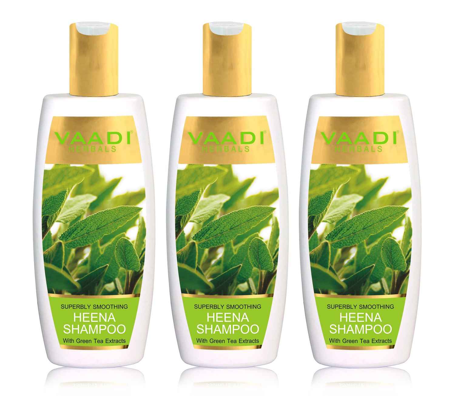 Buy Vaadi Herbals Superbly Smoothing Heena Shampoo with Green Tea Extracts (350 ml)x3 - Purplle