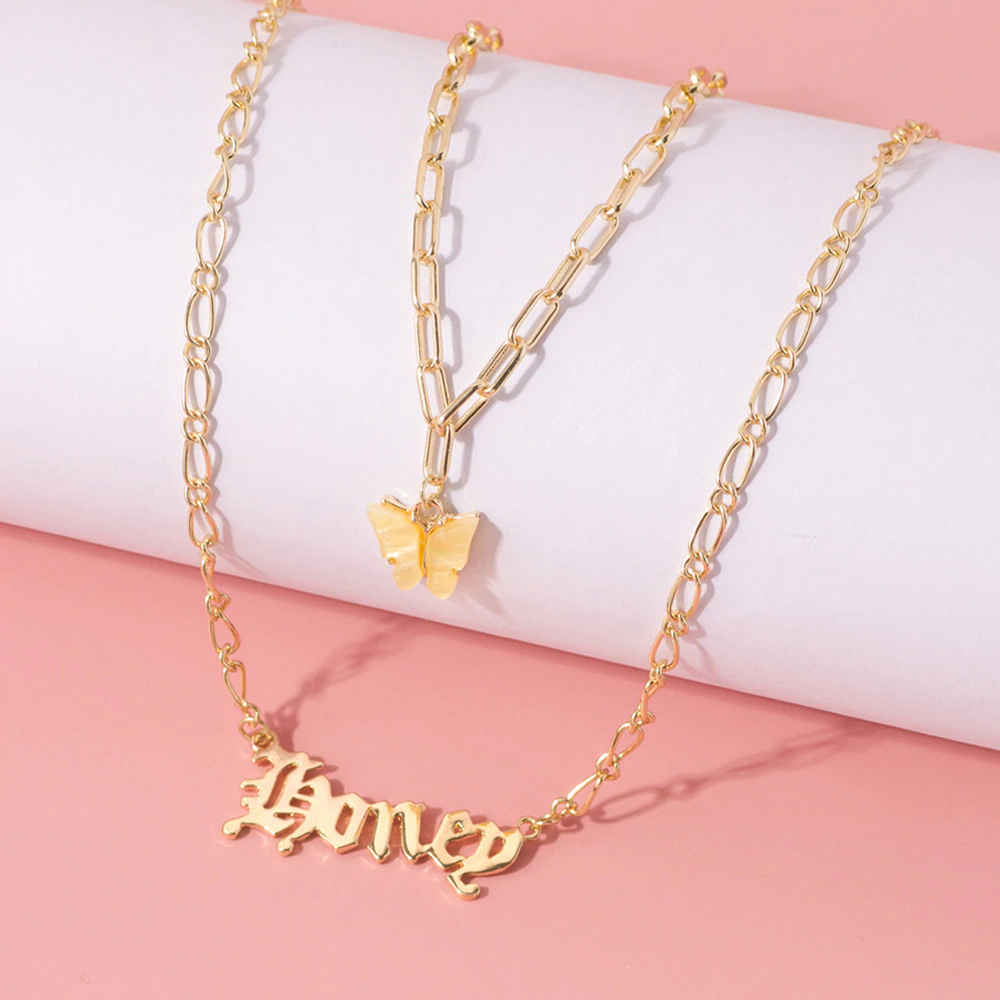 Buy Jewels Galaxy Jewellery For Women Gold Plated Honey Layered Necklace - Purplle