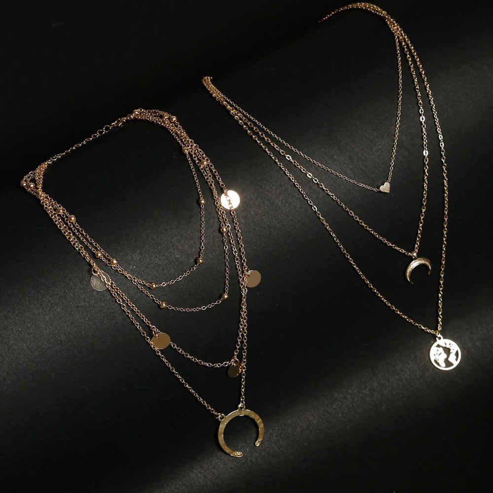 Buy Jewels Galaxy Gold Plated Layered Necklace Combo - Purplle