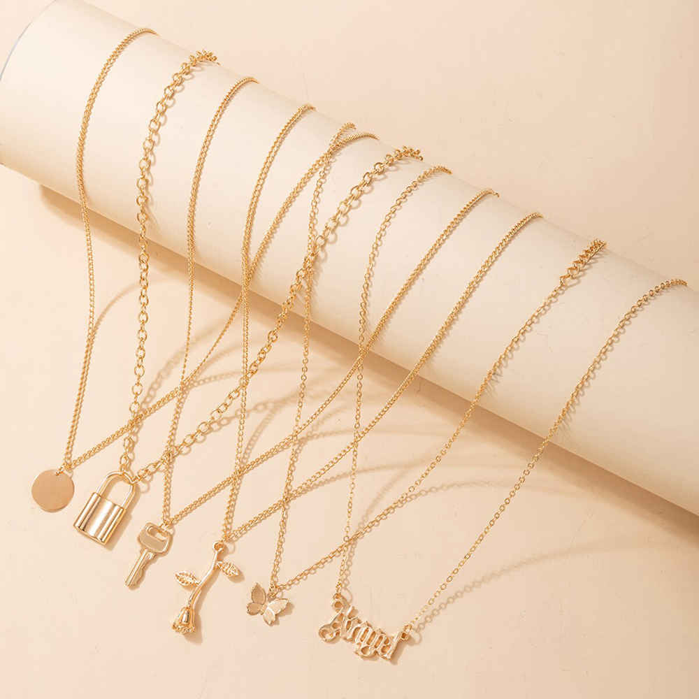 Buy Jewels Galaxy Women Set of 6 Gold-Toned Necklace - Purplle