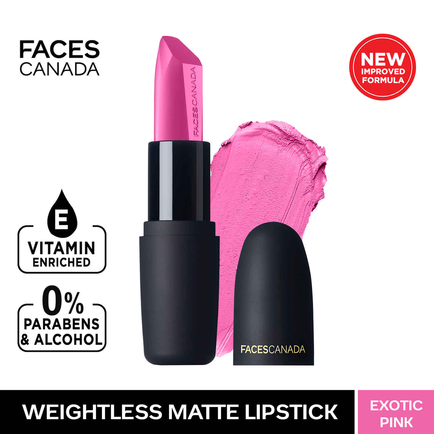 Buy Faces Canada Weightless Matte Finish Lipstick Exotic Pink P12 (4.5 g) - Purplle