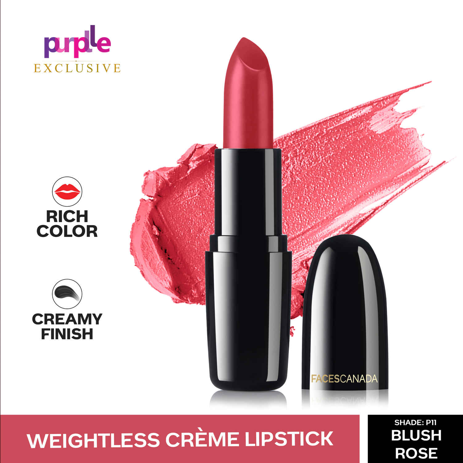 Buy Faces Canada Weightless Creme Finish Lipstick Blush Rose P11 (4 gm) - Exclusively on Purplle - Purplle