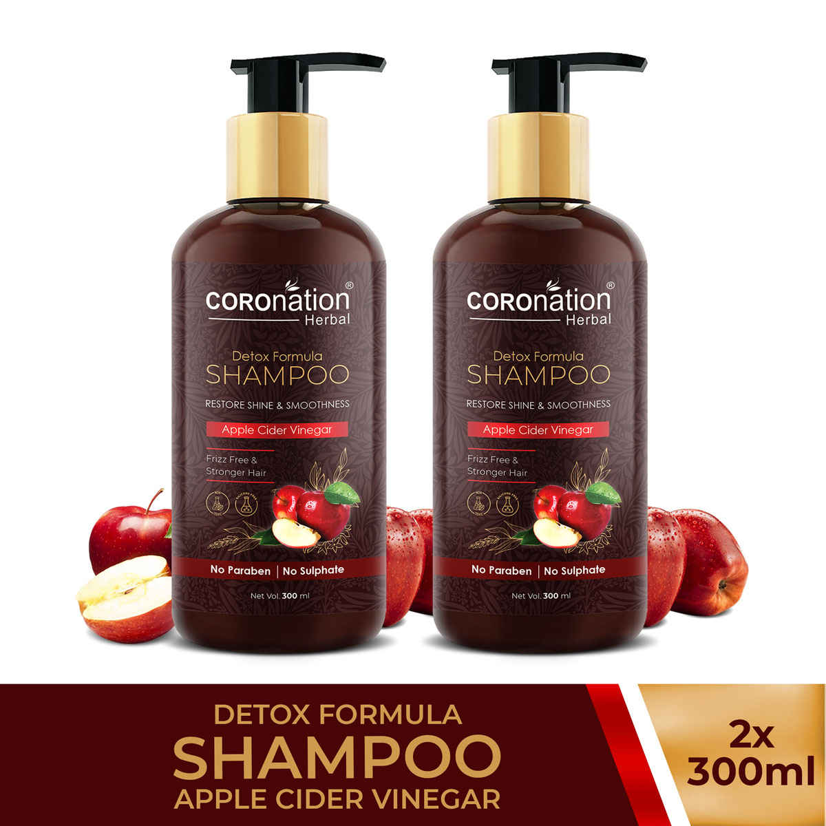 Buy COROnation Herbal Apple Cider Vinegar Shampoo - 300 ml X 2 ( Pack of 2 ) - Purplle