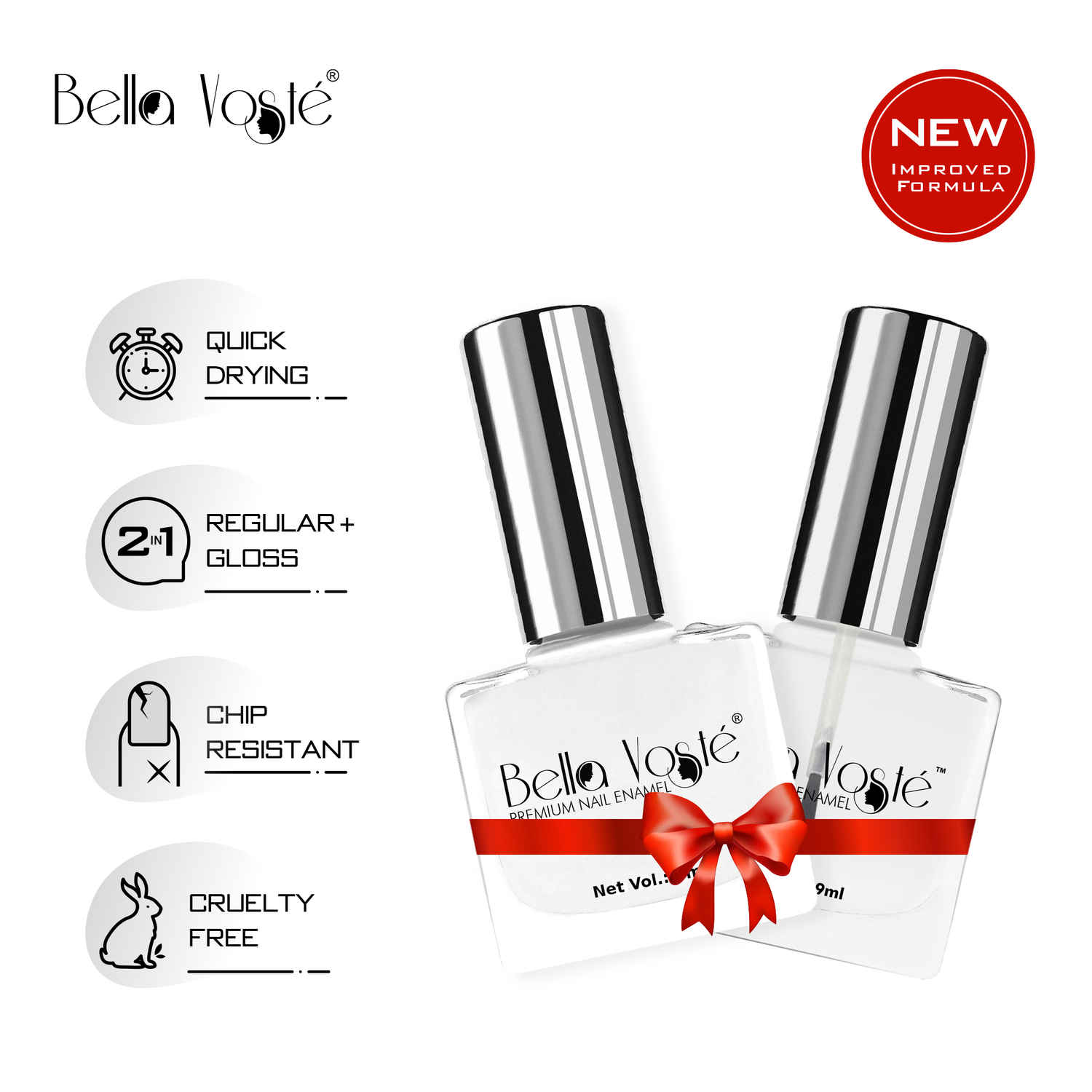 Buy Bella Voste Nail Paints Crisp White (9 ml) + Top Coat (9 ml) l Quick Drying l Chip Proof Formula l Long Lasting l Cruelty Free - Purplle