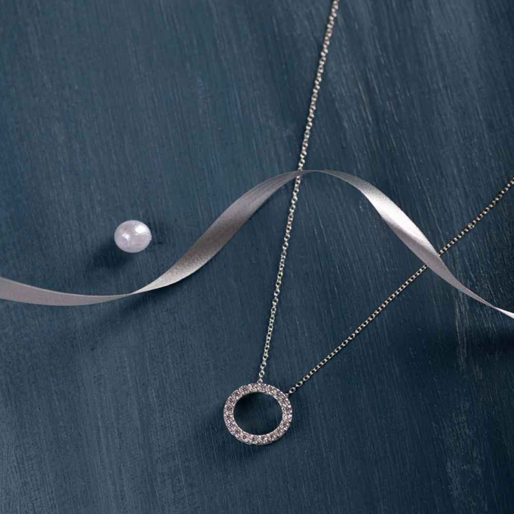 Buy Hiara Jewels The Meridian Circle Rhodium Pendant  in 925 Sterling silver - Purplle