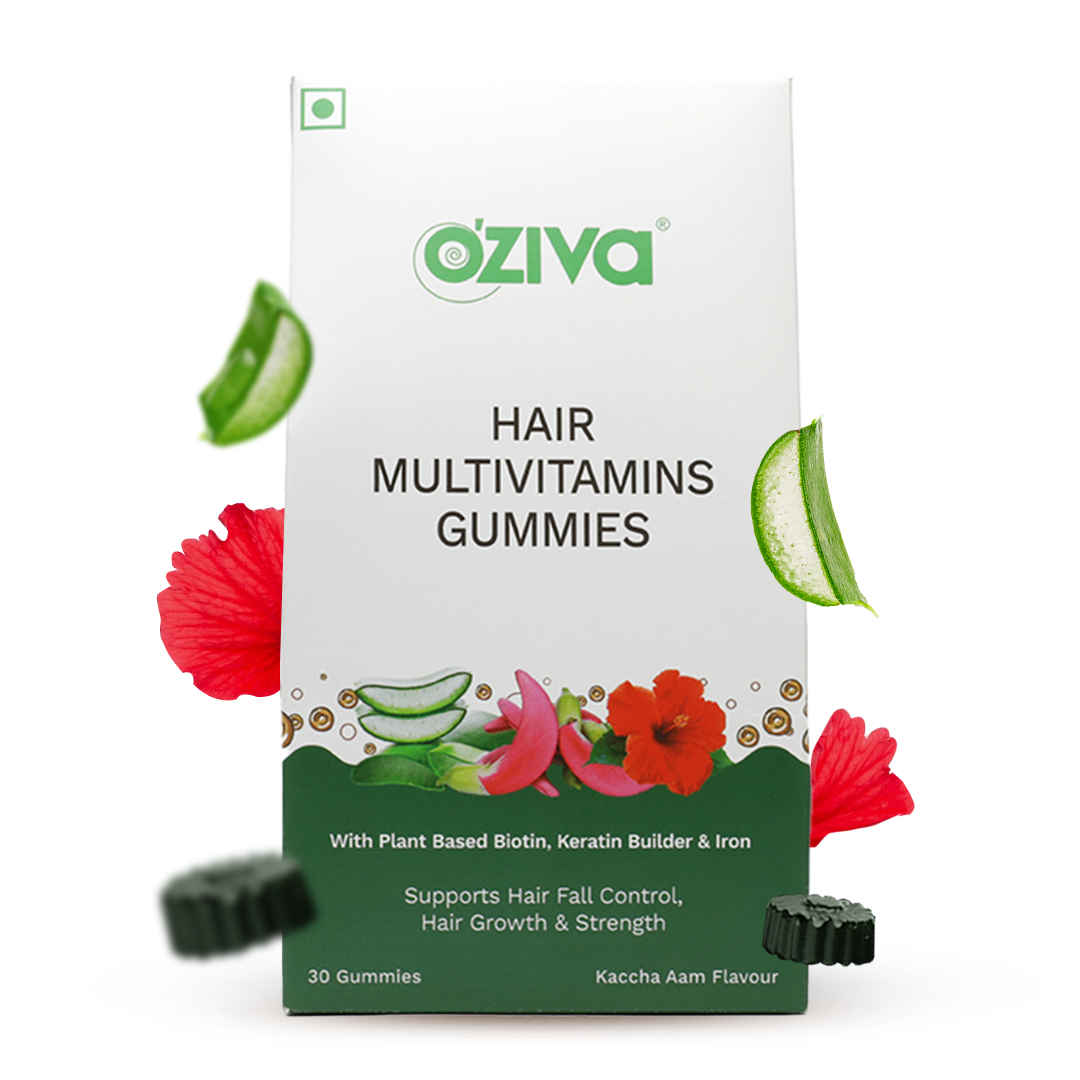 Buy OZiva Biotin Hair Multivitamin Gummies (Keratin Builder, Iron) for Hair Fall Control, Pack of 1 - Purplle