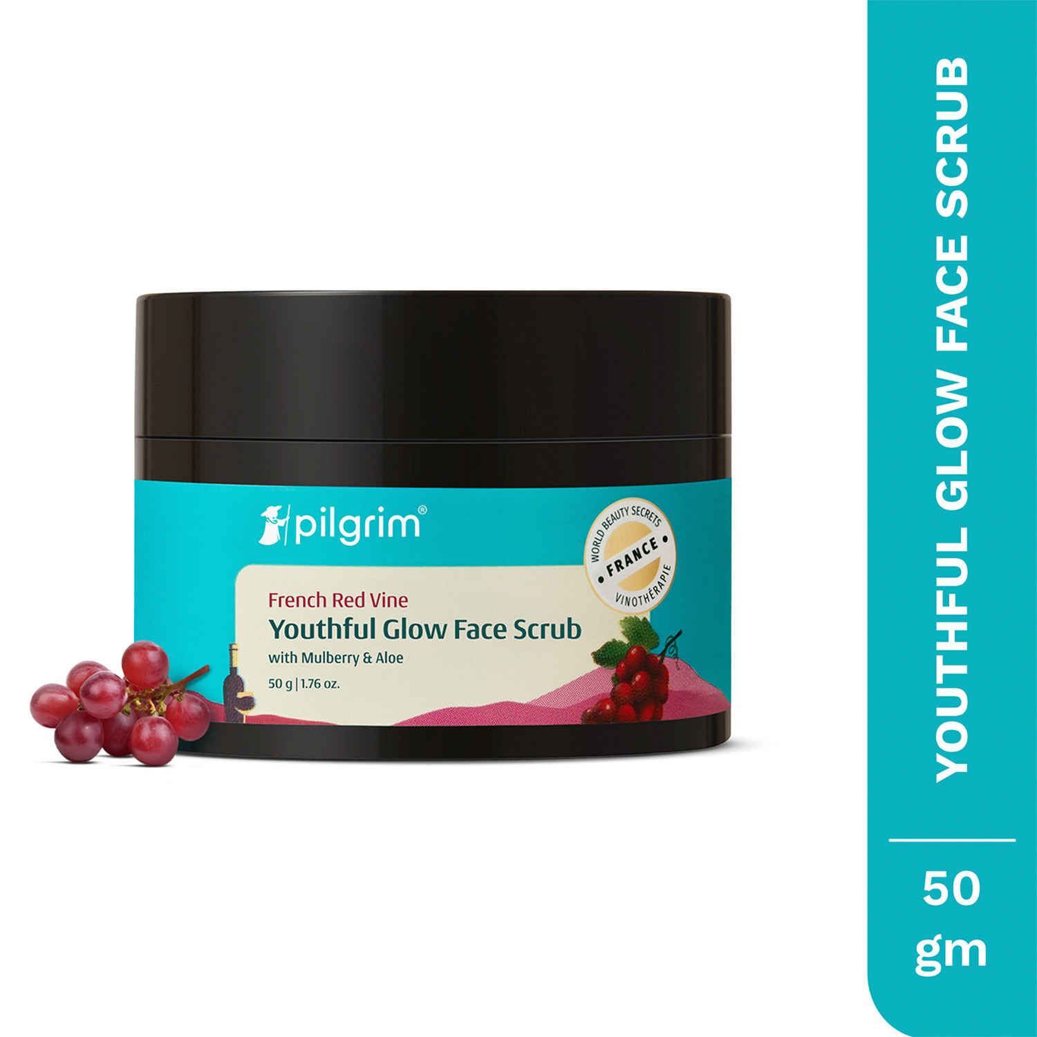 Buy Pilgrim Red Vine Face Scrub with Mulberry Extract & Aloe for Glowing Skin,A Unclogs pores , Fights Ageing & boosts CirculationA |Men & Women (50 gm) - Purplle