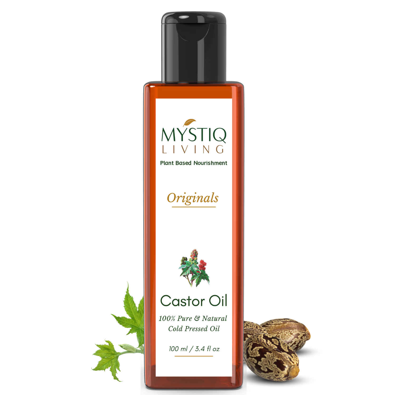Buy Mystiq Living Originals - Castor Oil for Hair Growth, Skin Care, Moisturizing Dry Skin, Nails, Eyelash - Virgin Grade | Cold Pressed, 100% Pure and Natural - 100ml - Purplle