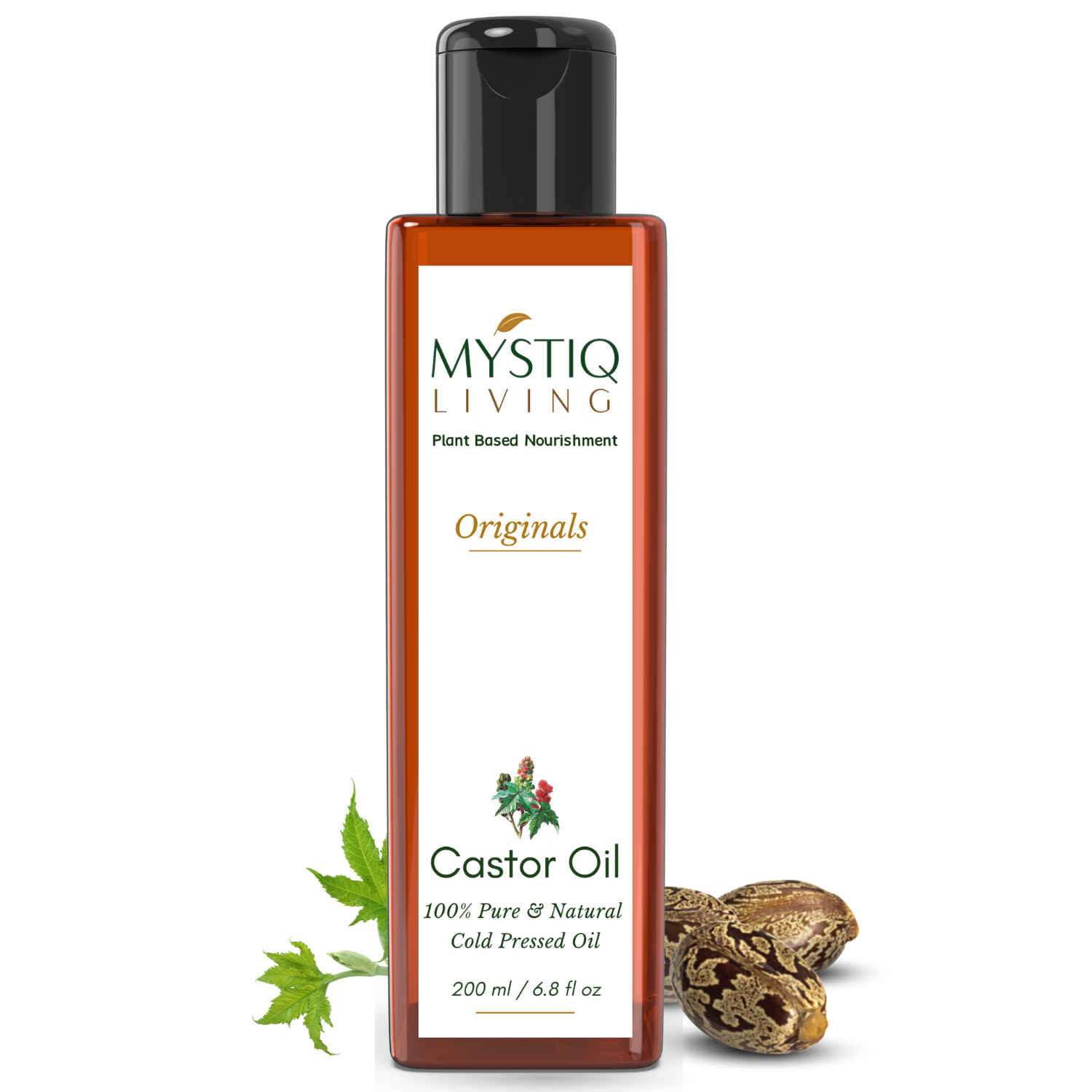 Buy Mystiq Living Originals - Castor Oil for Hair Growth, Skin Care, Moisturizing Dry Skin, Nails, Eyelash - Virgin Grade | Cold Pressed, 100% Pure and Natural - 200ml - Purplle