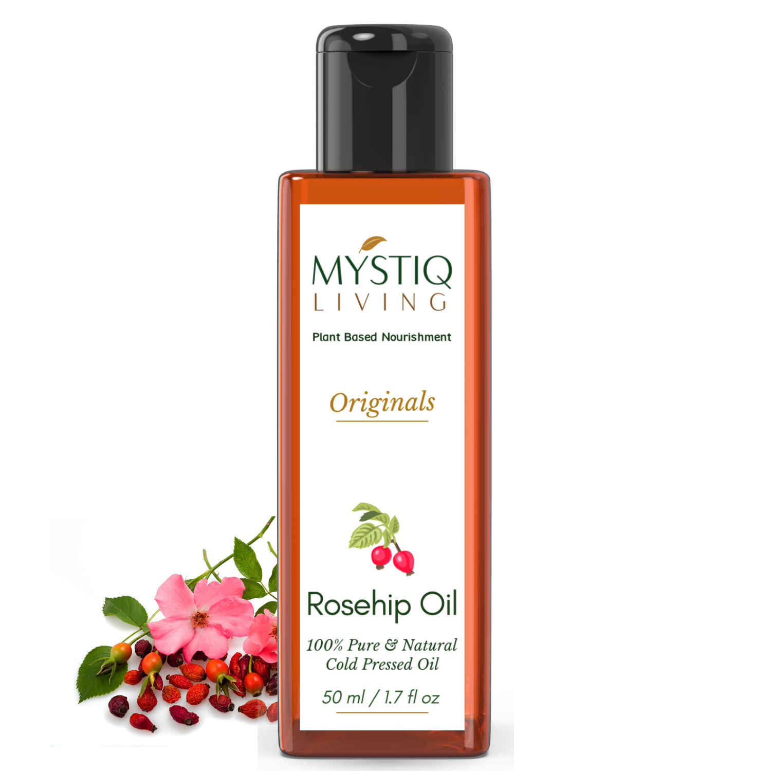 Buy Mystiq Living Originals - Rosehip Oil | 100% Pure, Cold Pressed | For Face, Nails, Hair and Skin | Anti Aging, Fine Lines, Acne Scars and Anti Pigmentation - 50 ML - Purplle