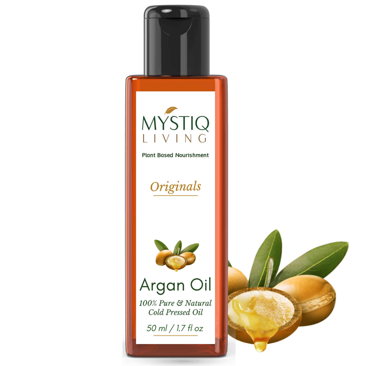 Buy Mystiq Living Originals - Pure Moroccan Argan Oil, Cold Pressed Organic, For Hair, Skin, Beard & Anti-Ageing Face Care - 50 ml - Purplle