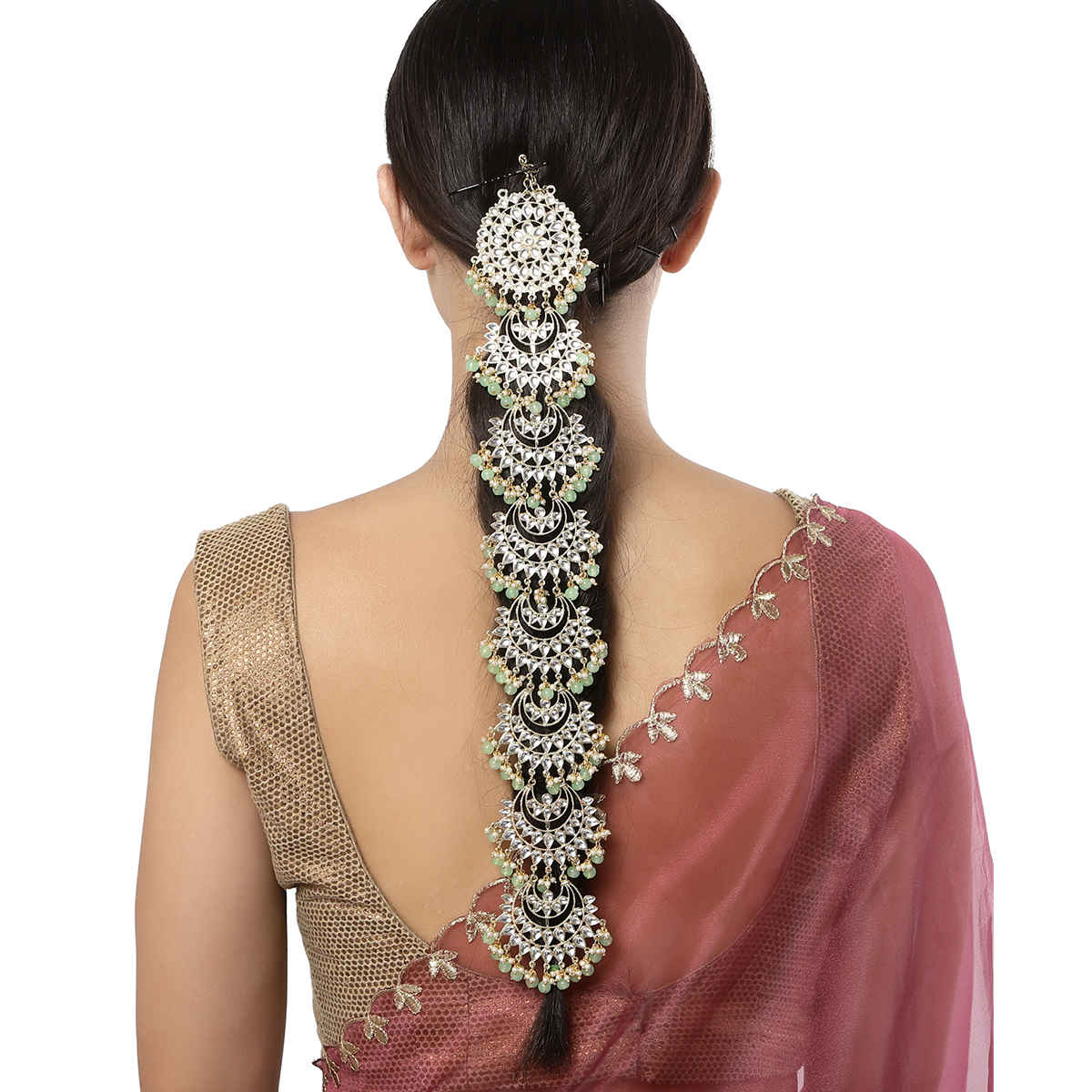 Buy Karatcart Light Green Beads Gold Plated Kundan Bridal Wedding Hair Braid Choti - Purplle