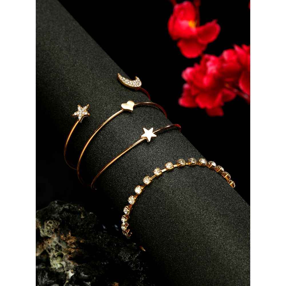 Buy YouBella Women 4 Gold-Toned & White Gold-Plated Kada Bracelet - Purplle
