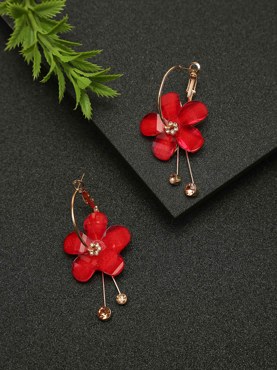 Buy YouBella Red Contemporary Studs Earrings - Purplle
