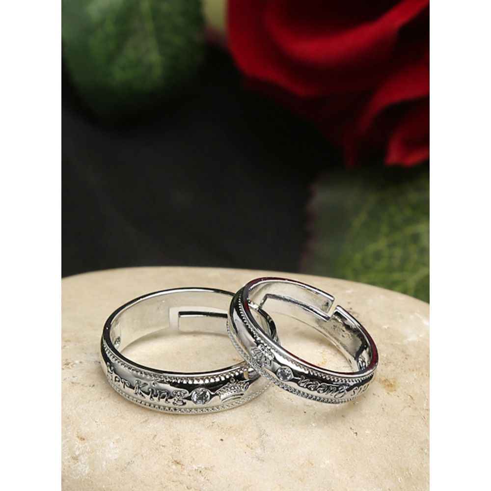 Buy YouBella Set Of 2 Silver Plated Couple Ring - Purplle