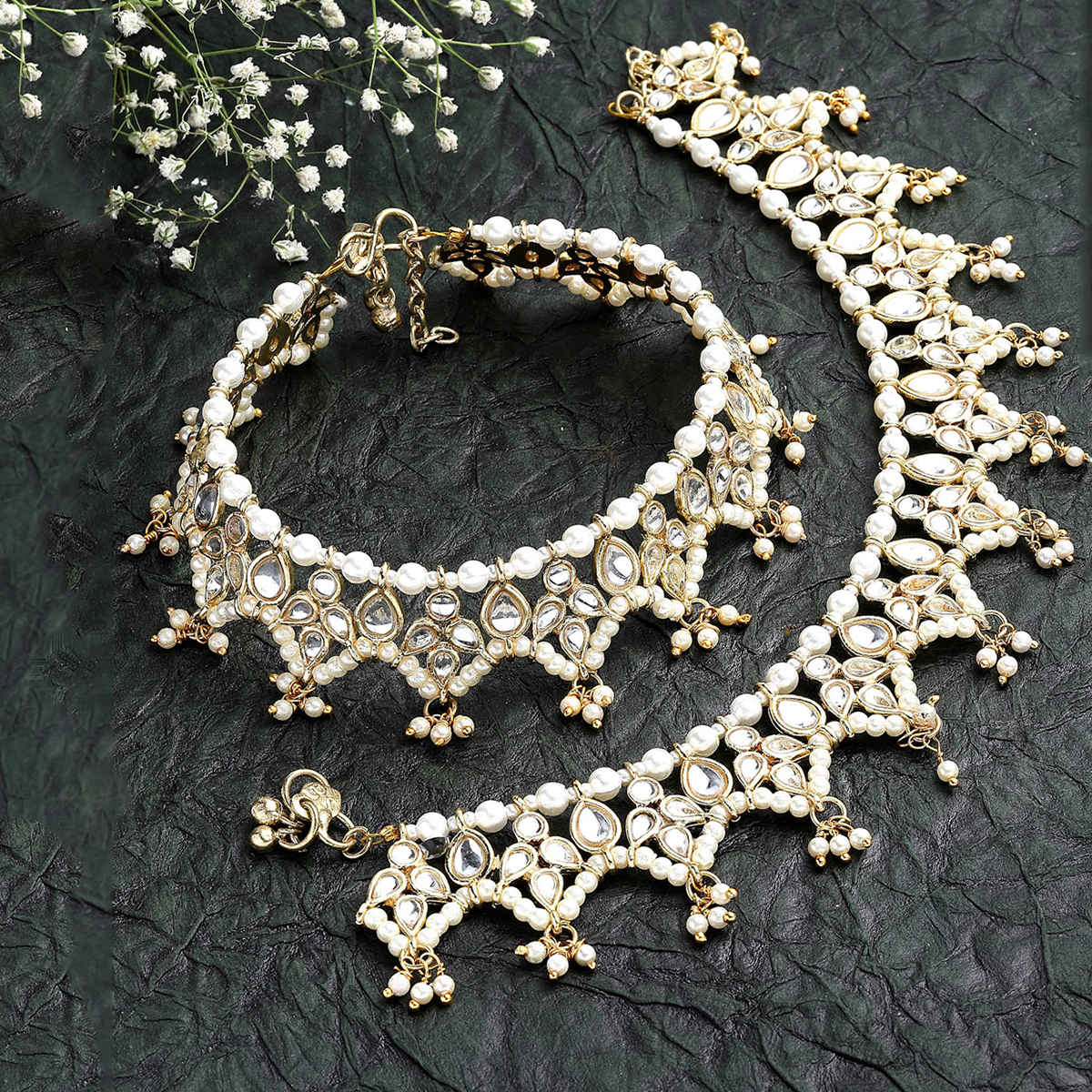 Buy Karatcart Gold Plated Drop Kundan Anklet for Women - Purplle