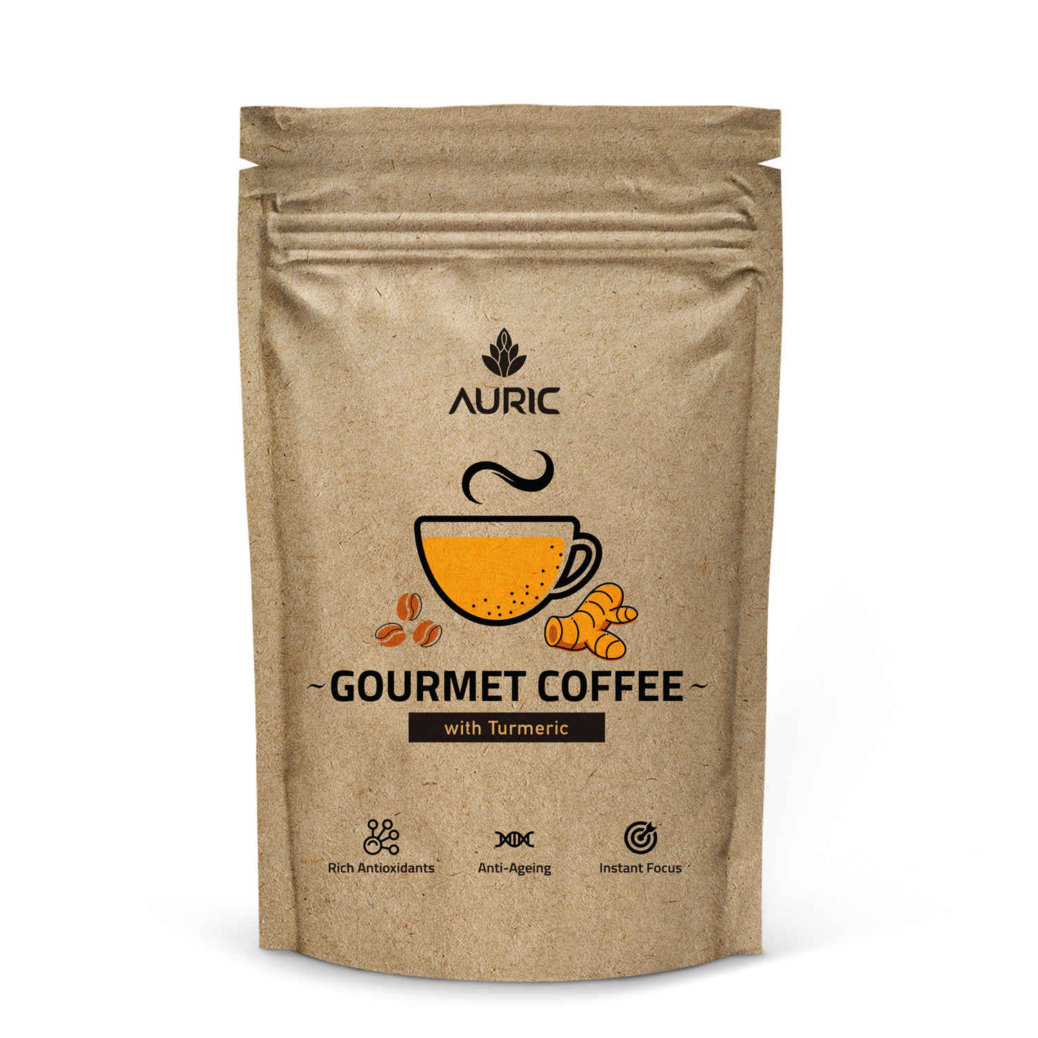 Buy Auric Curcumin Rich Turmeric Gourmet Coffee - Antioxidants | Unsweetened Coffee Powder | Homemade Turmeric Latte 100 cups, 200 Gms - Purplle