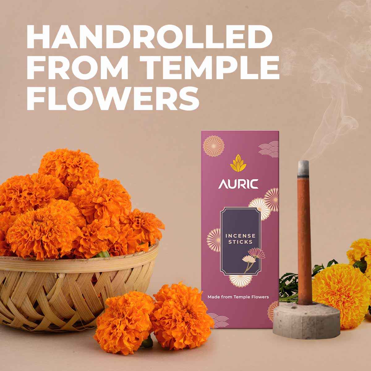 Buy Auric Bamboo less Dhoop Sticks (20 Natural Incense Sticks) made from Temple Flowers - Purplle