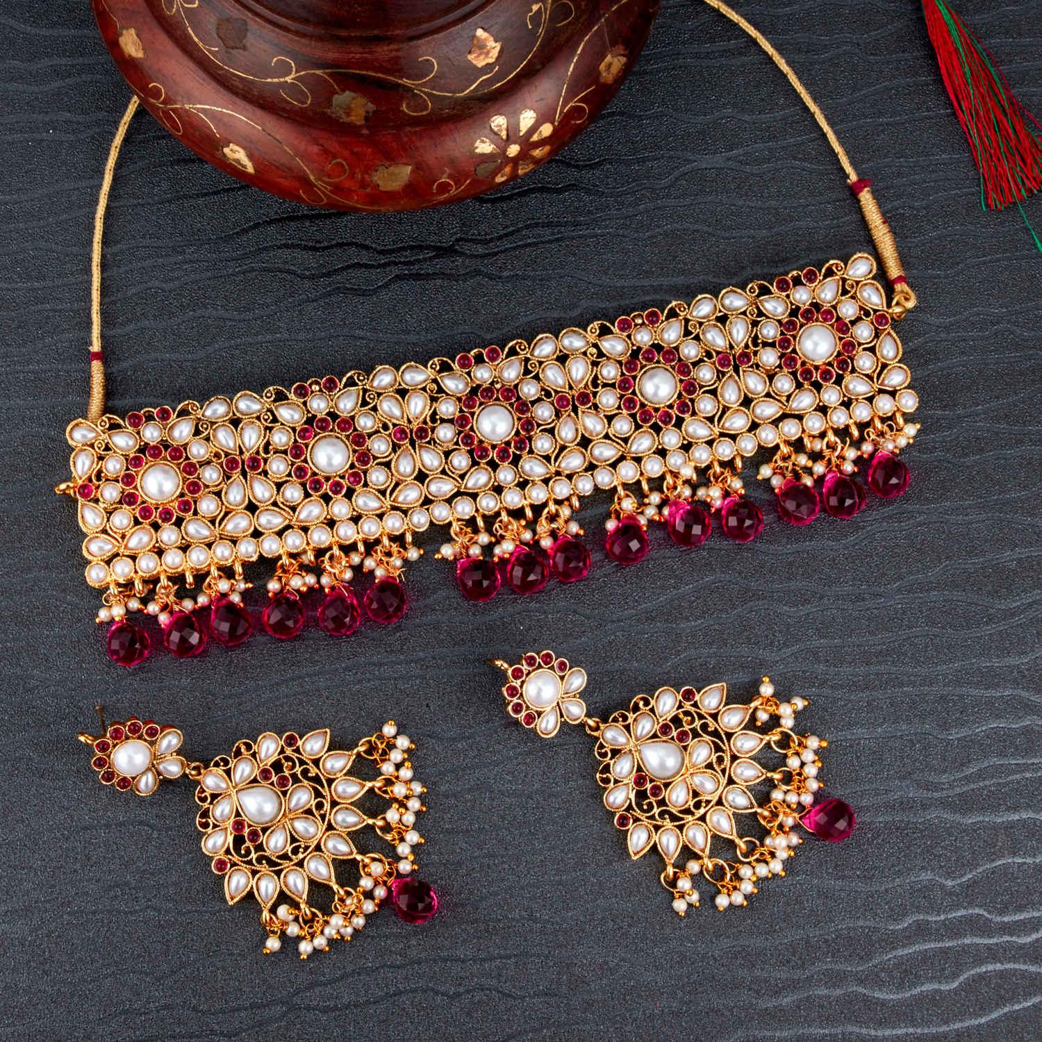 Buy Sukkhi Elegant Gold Plated Pearl Choker Necklace Set for Women - Purplle