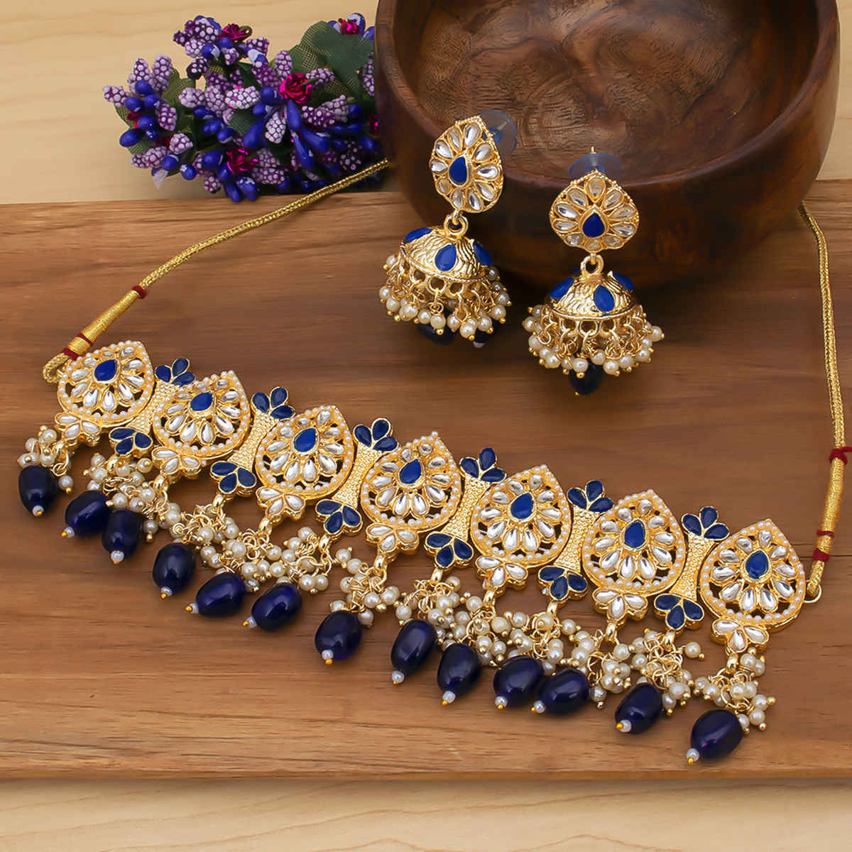Buy Sukkhi Lavish Gold Plated Choker Necklace Set For Woman - Purplle