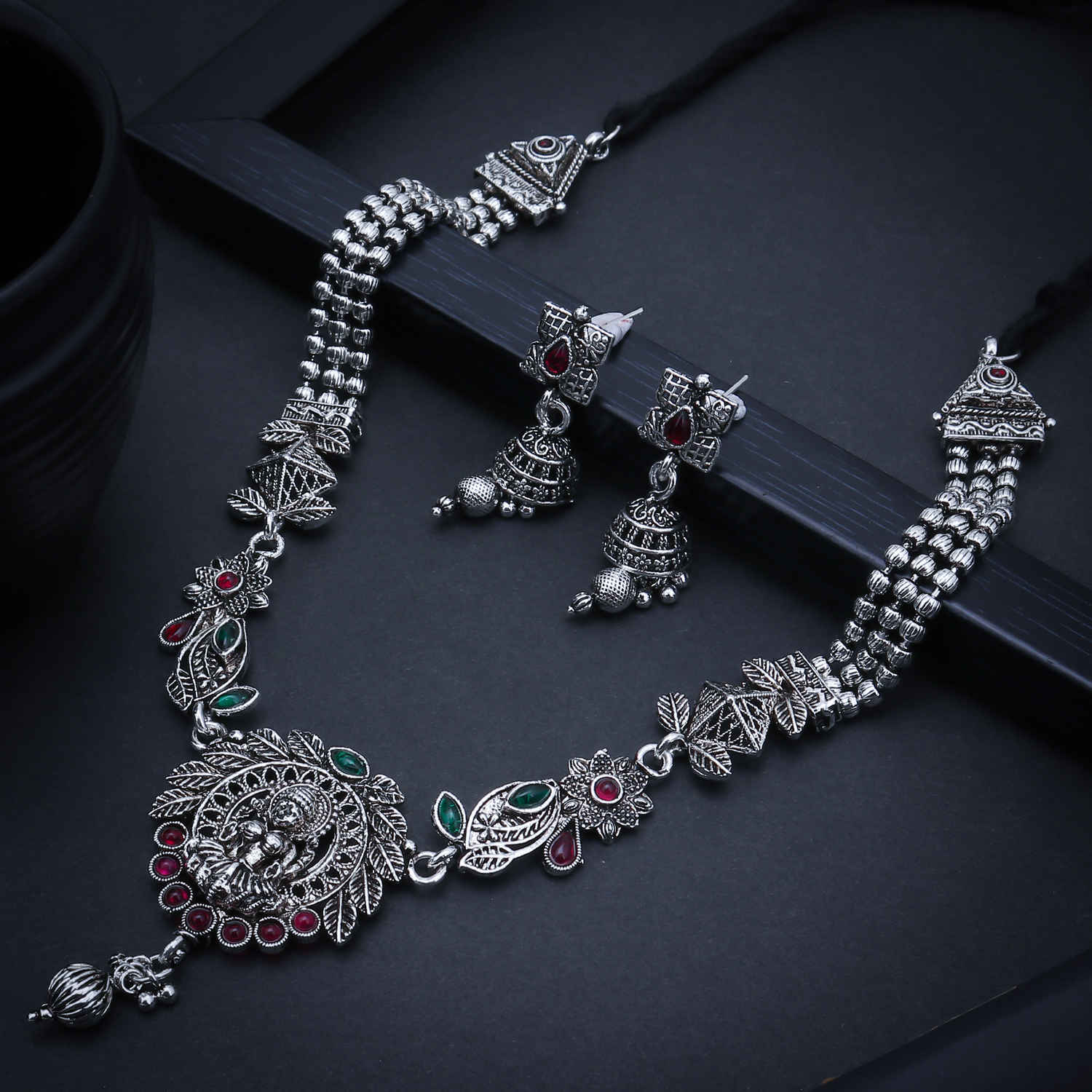 Buy Sukkhi Alluring Oxidised Goddess Laxmi Necklace Set for Women - Purplle