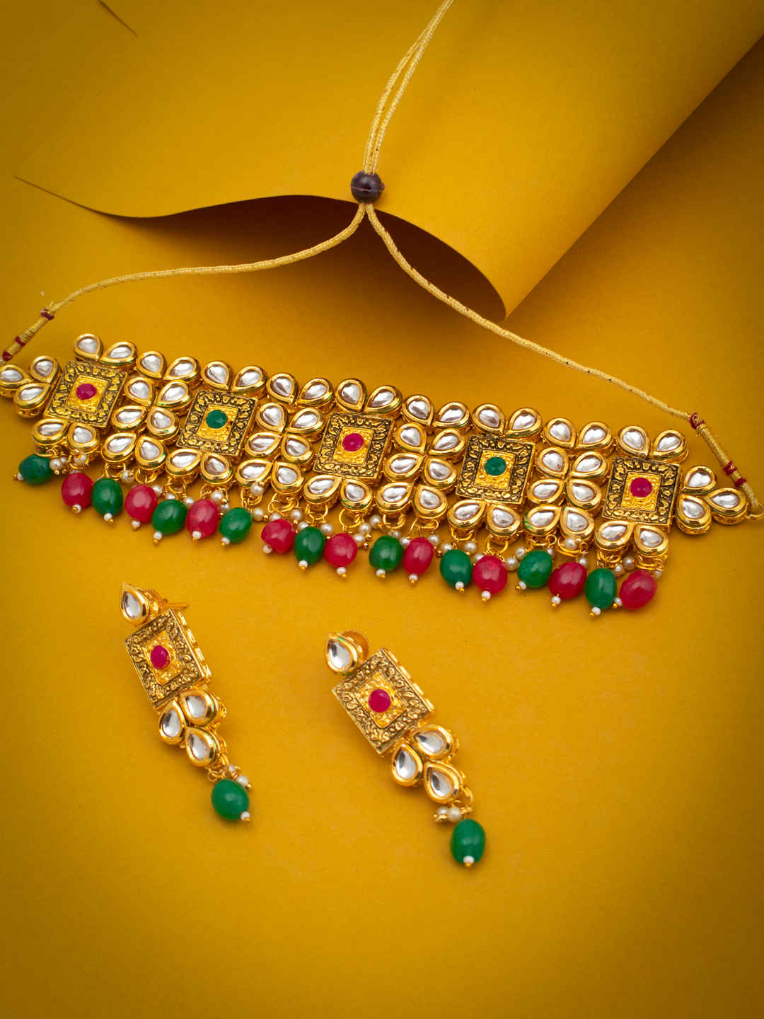 Buy Sukkhi Attractive Gold Plated Kundan Choker Necklace Set for Women - Purplle
