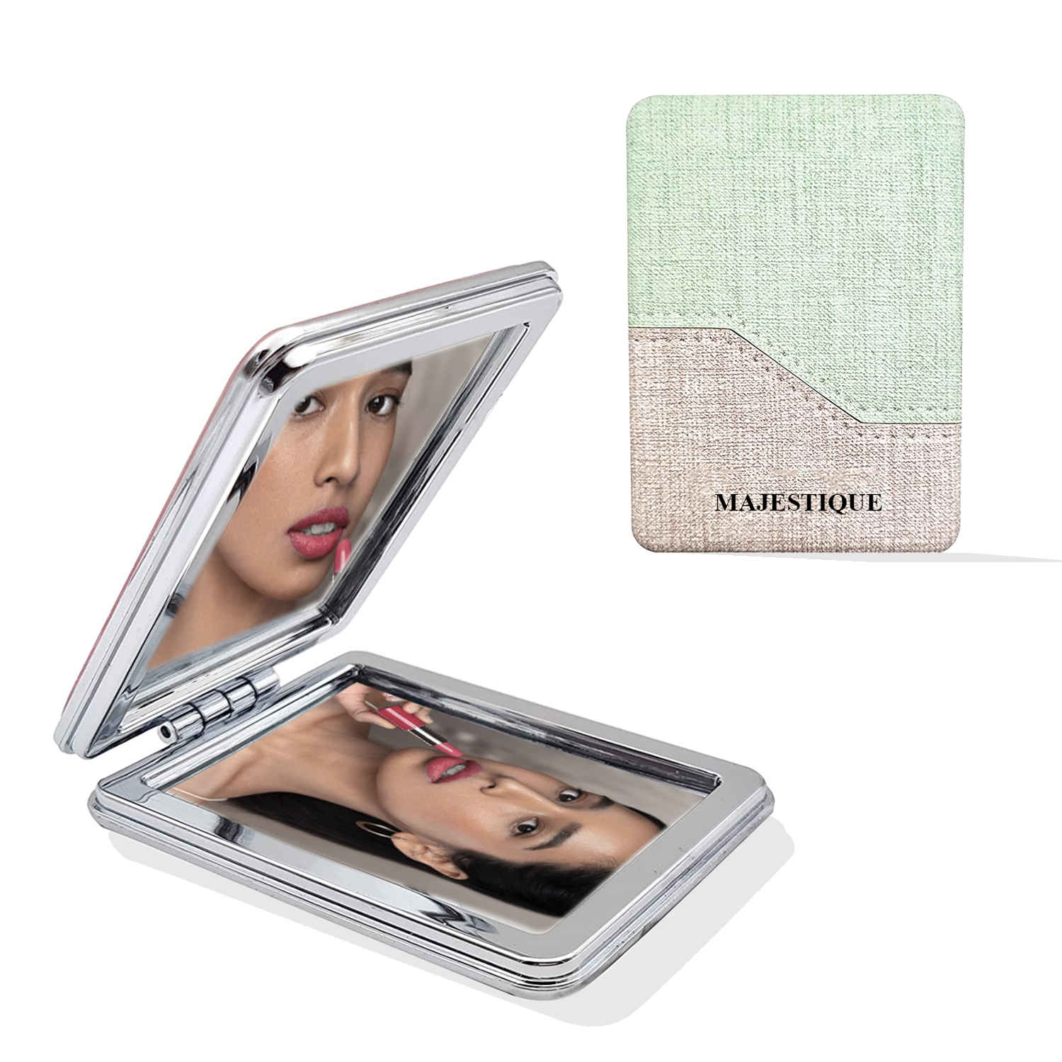 Buy Majestique Magnifying Compact Mirror | Travel Cosmetic Makeup Mirrors for Pocket | Portable 1X/2X Zoom Handheld Small Mirror - Multicolor - 1 Pc - Purplle
