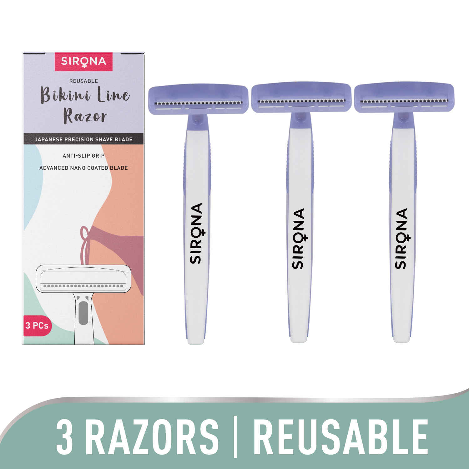 Buy Sirona Disposable Bikini Line Razor for Women - 3 Razors - Purplle