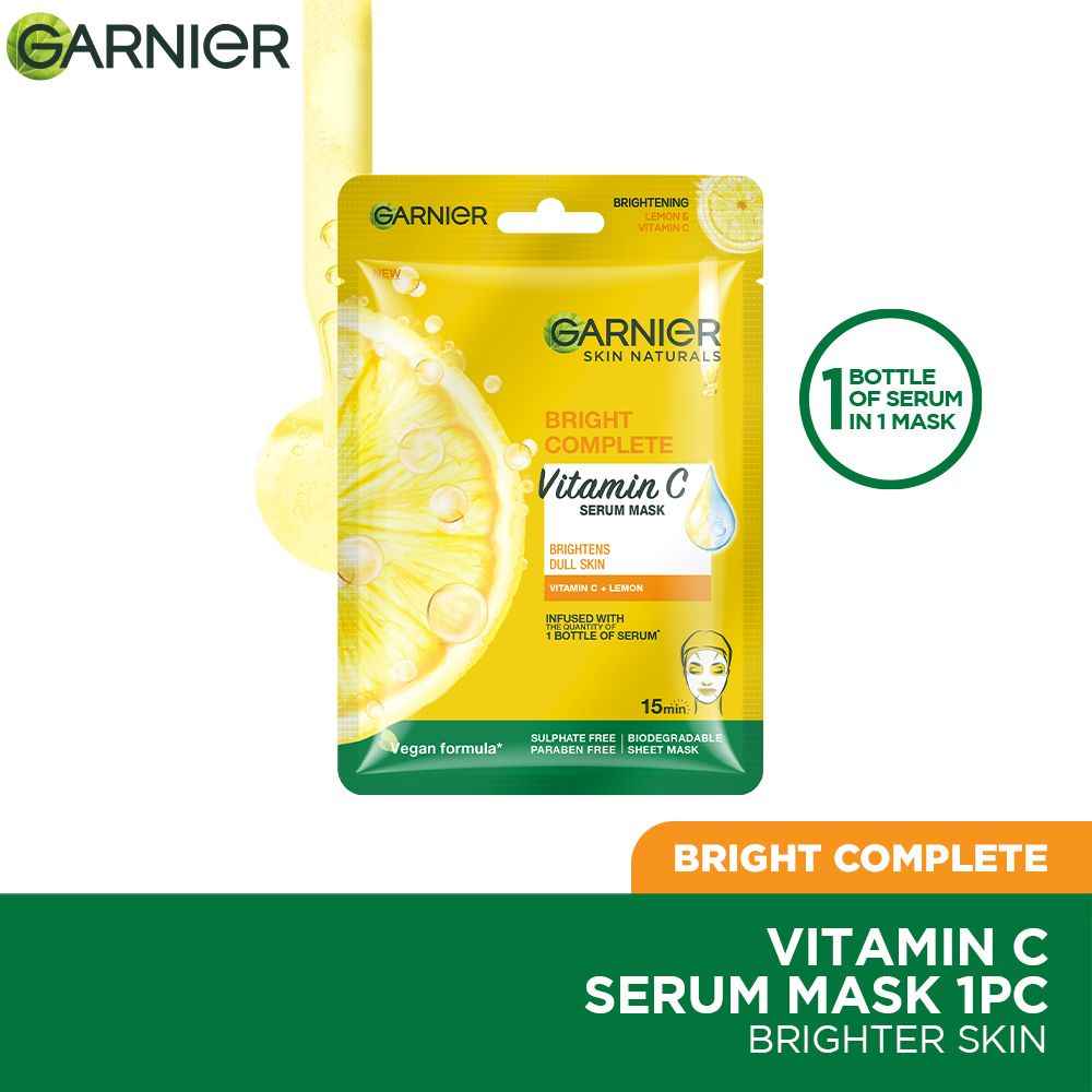Buy Garnier Skin Naturals, Face Mask, Hydrating, Brightening & Anti-Dark Spots, Bright Complete, 28 gm - Purplle