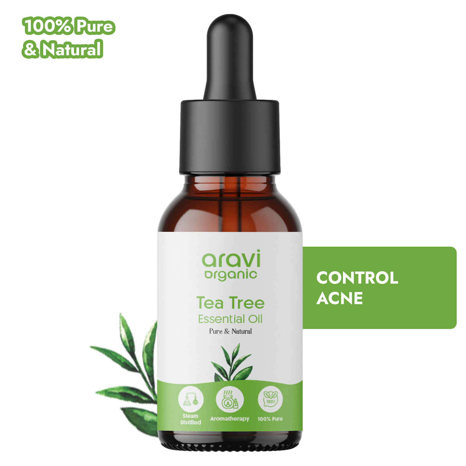 Buy Aravi Organic Tea Tree Essential Oil For Skin, Hair, Face, Acne Care, Dandruff - 100% Pure, Natural and Undiluted - 15 ml - Purplle