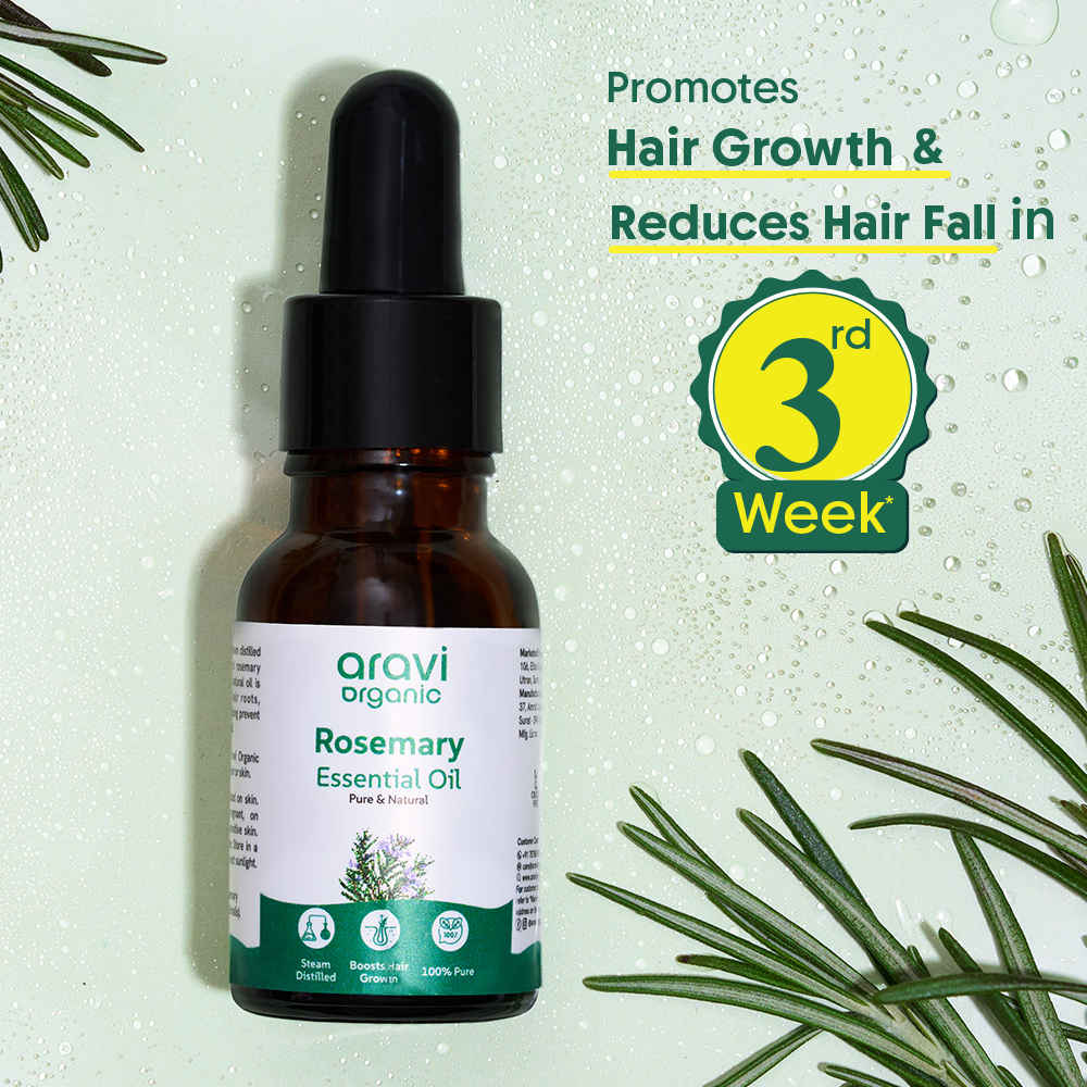 Buy Aravi Organic Rosemary Essential Oil | 100% Pure & Natural | Promotes Hair Growth, Reduces Hair Fall, Strengthens Roots, Nourishes Scalp & Skin | For Men & Women | 15 ml - Purplle