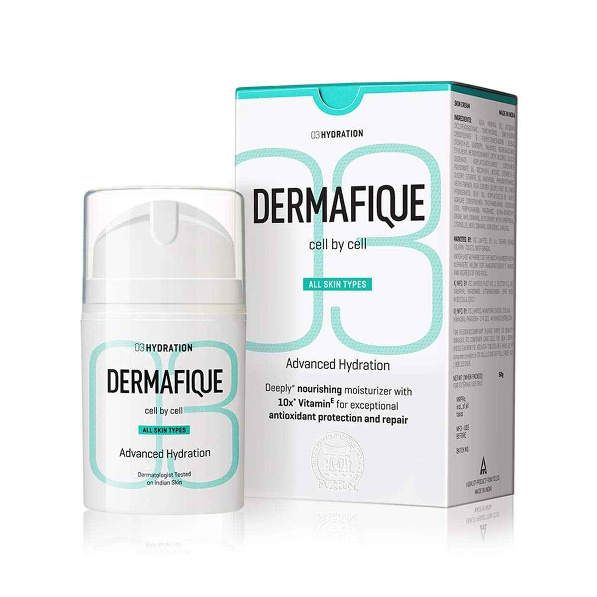 Buy Dermafique Advanced Hydration Day Cream a€“ 50 gm, with 10x Vitamin E Benefit and Glycerine, Moisturizer for Face with Deep Hydration and Nourishment - Purplle