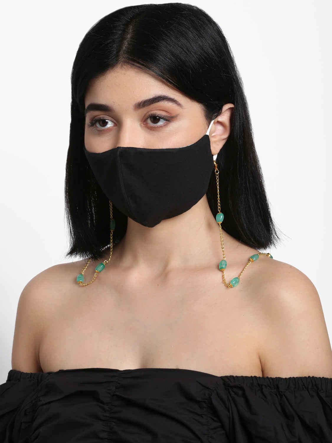 Buy Ruby Raang Stone And Gold Mask Chain - A404-102 - Purplle