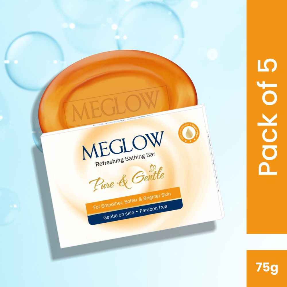 Buy Meglow Refreshing Bathing Bar Soap with Paraben Free Formula Pack of 5 (75 gms each) - Purplle