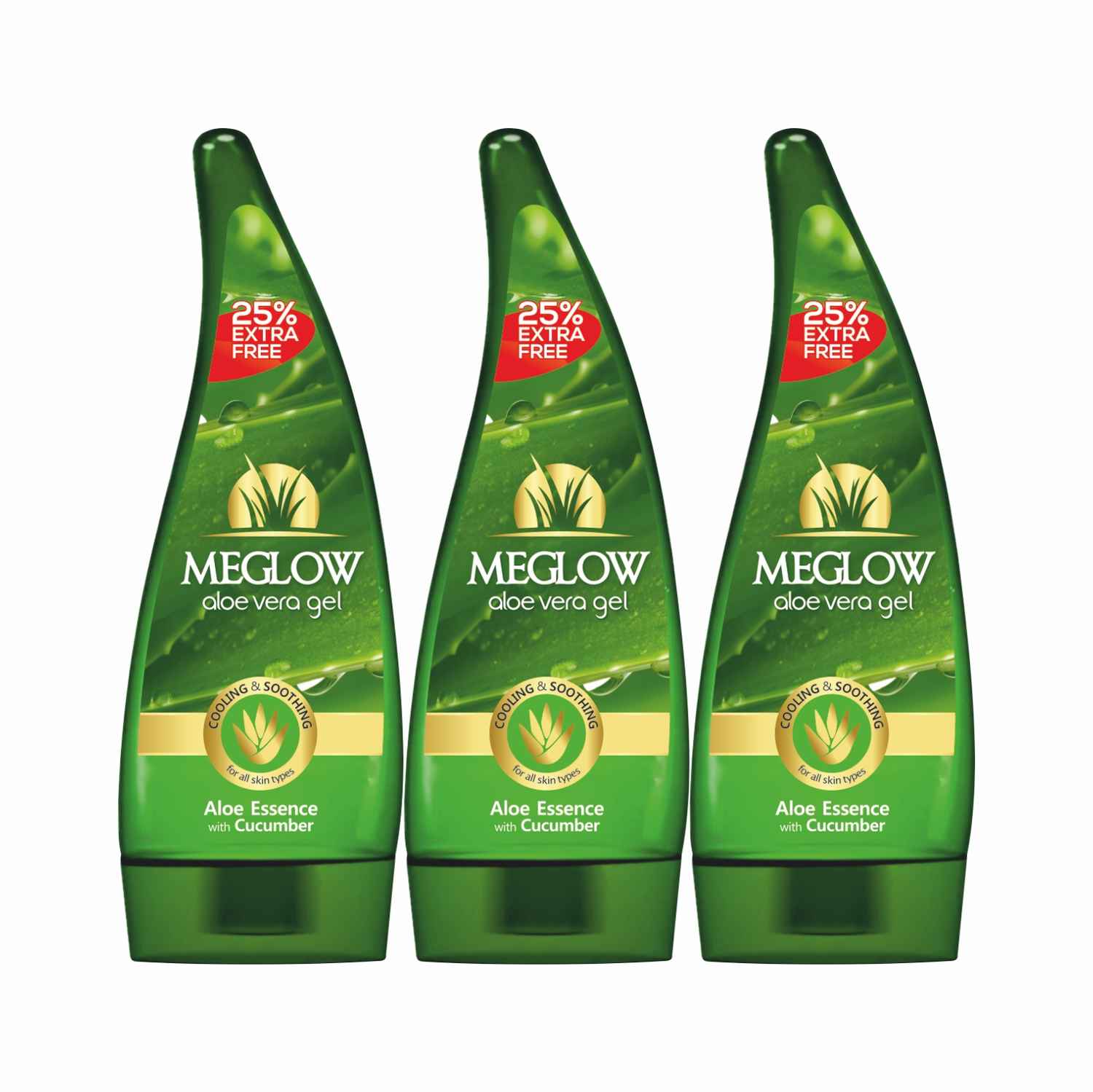 Buy Meglow Moisturizing Aloevera Gel Bottle Combo Pack of 3 - Enriched with Aloevera & Cucumber Extract for All Skin Type - Purplle