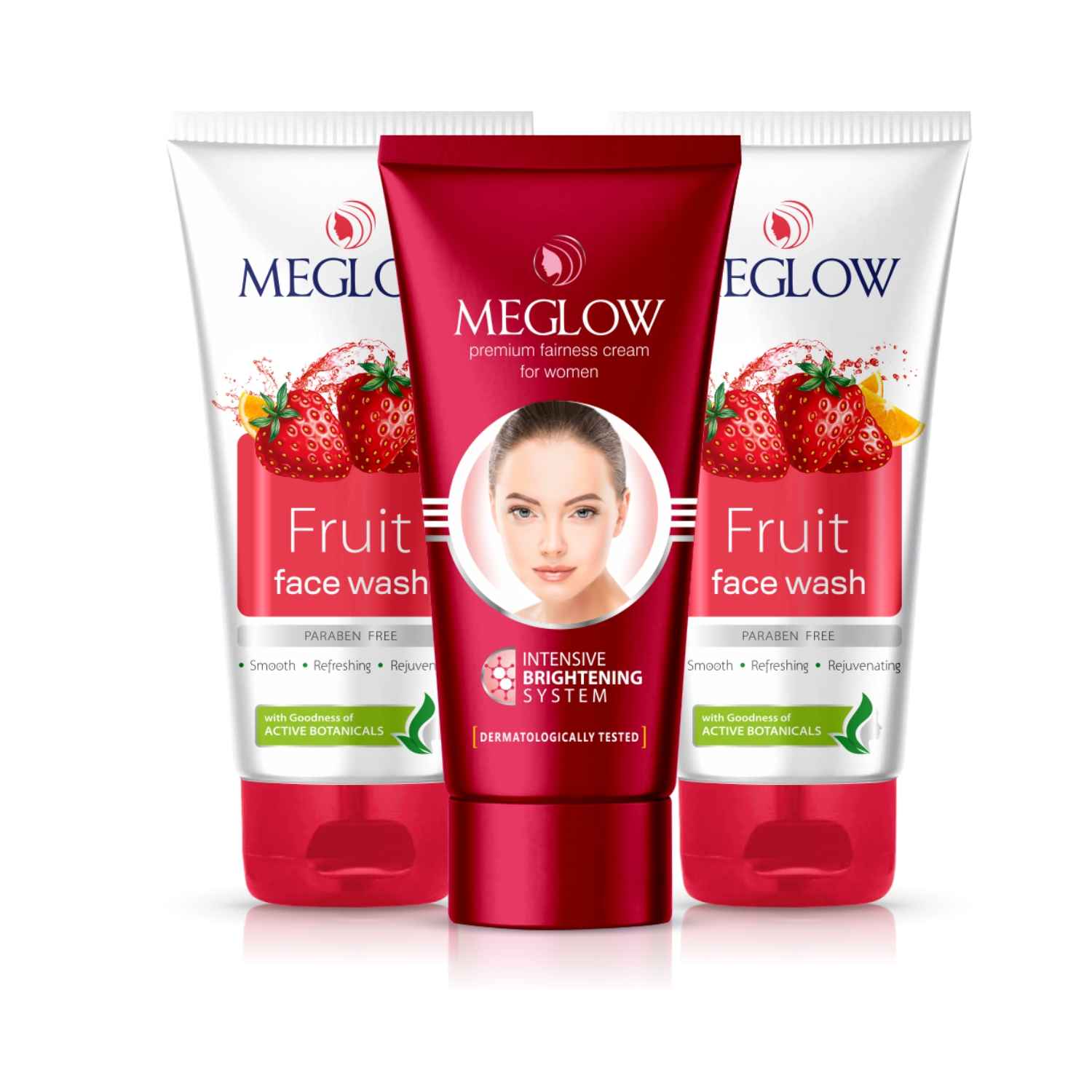 Buy Meglow Combo for Women - Premium Fairness Face Cream 50 gm (1) + Fruit Face Wash 70g (2) - Helps to Skin Bright & Nourish - Purplle