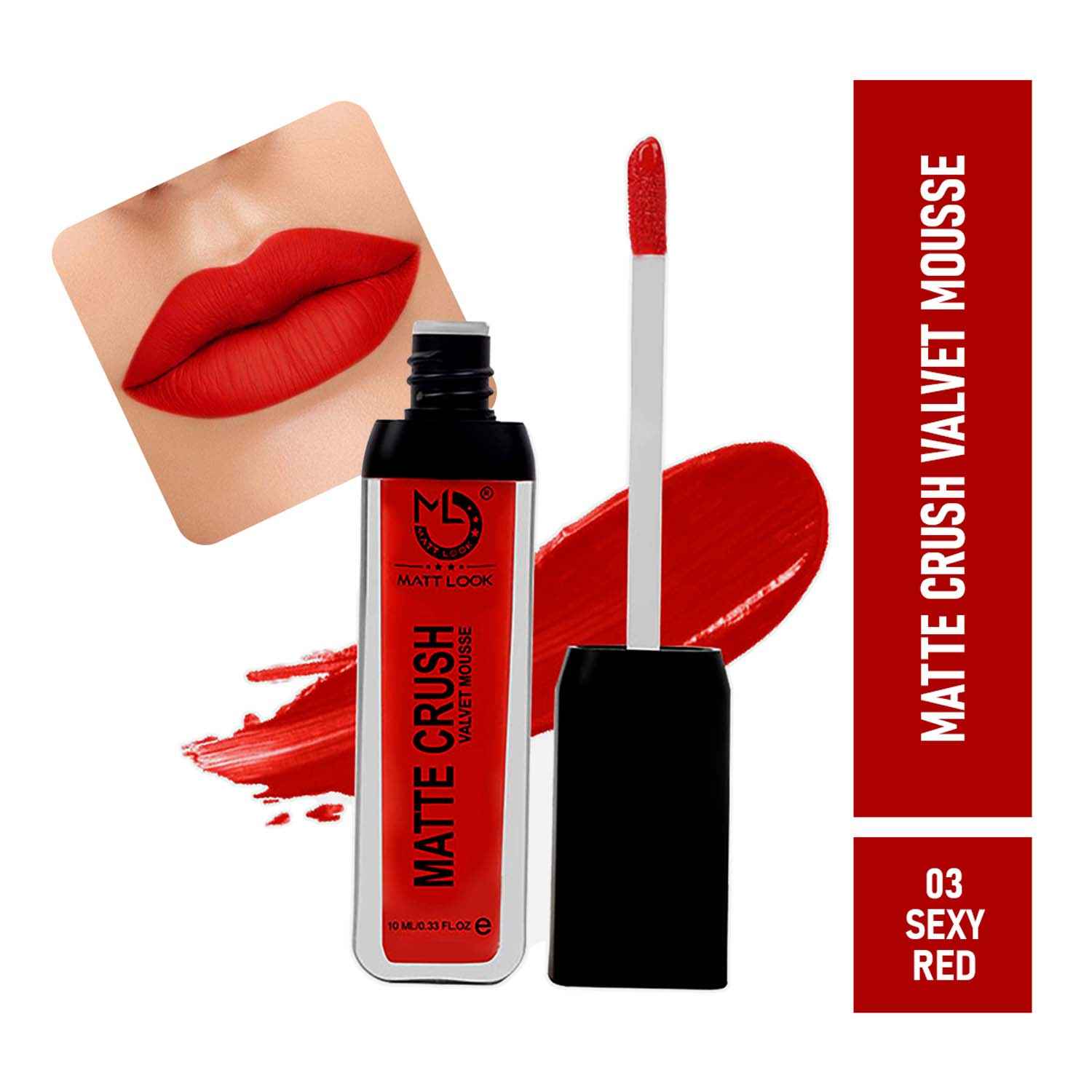 Buy Mattlook Matte Crush Velvet Mousse Lipstick, Sexy Red (10ml) - Purplle