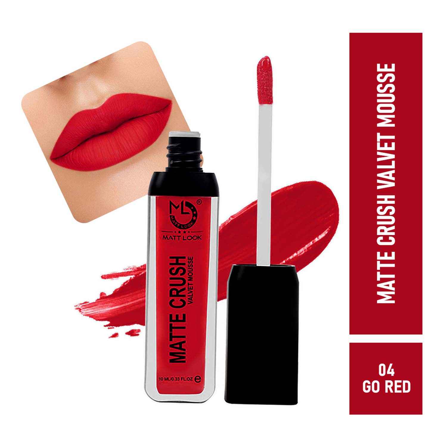 Buy Mattlook Matte Crush Velvet Mousse Lipstick, Go Red (10ml) - Purplle
